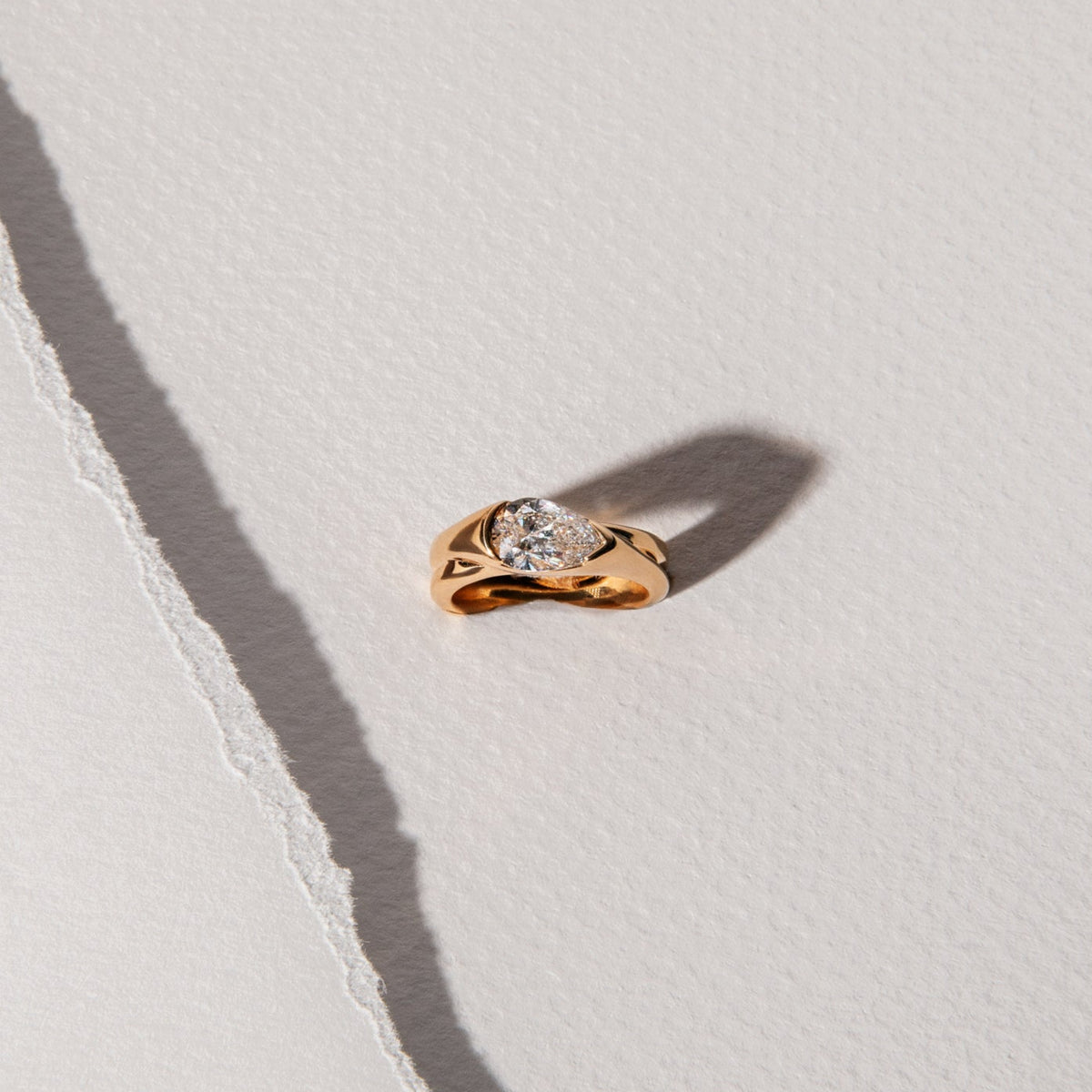 Crossover Pear Pinky Ring