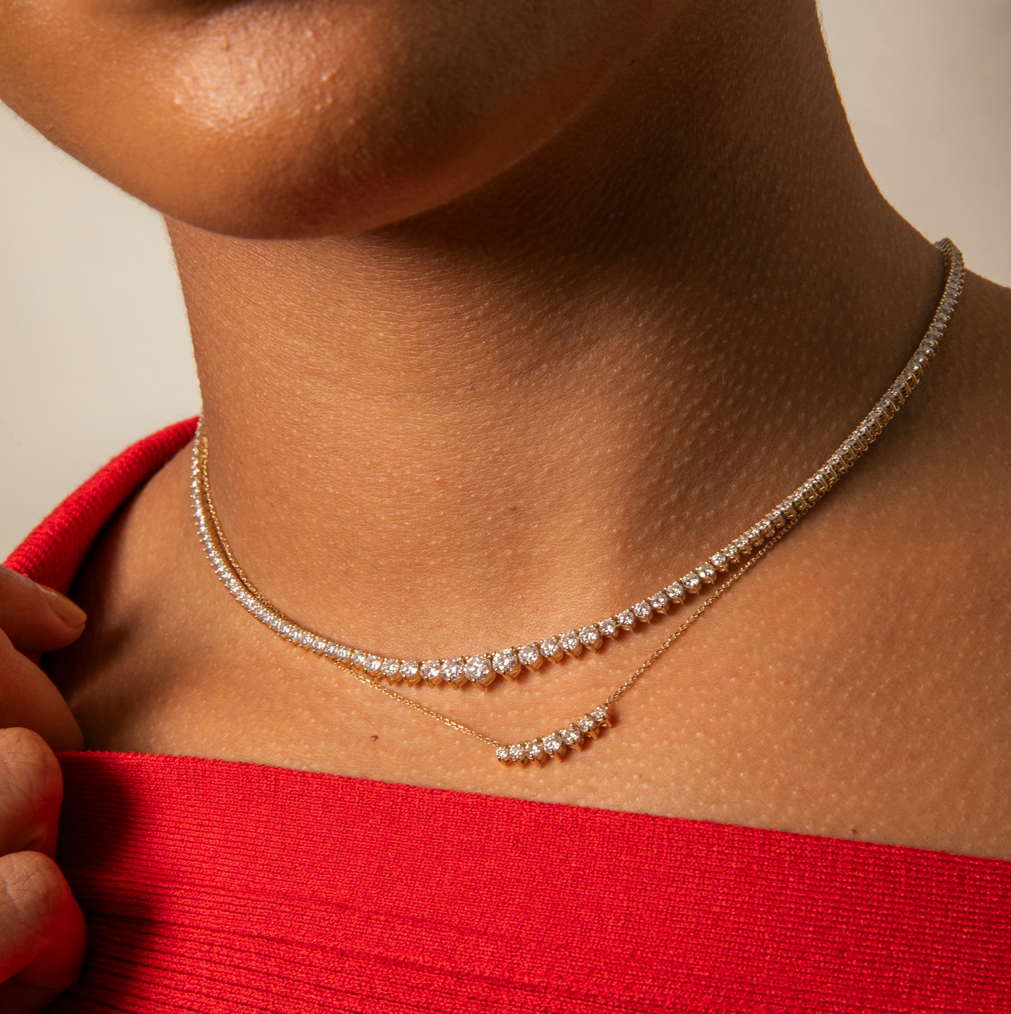 Five Carat Graduating Diamond Tennis Necklace