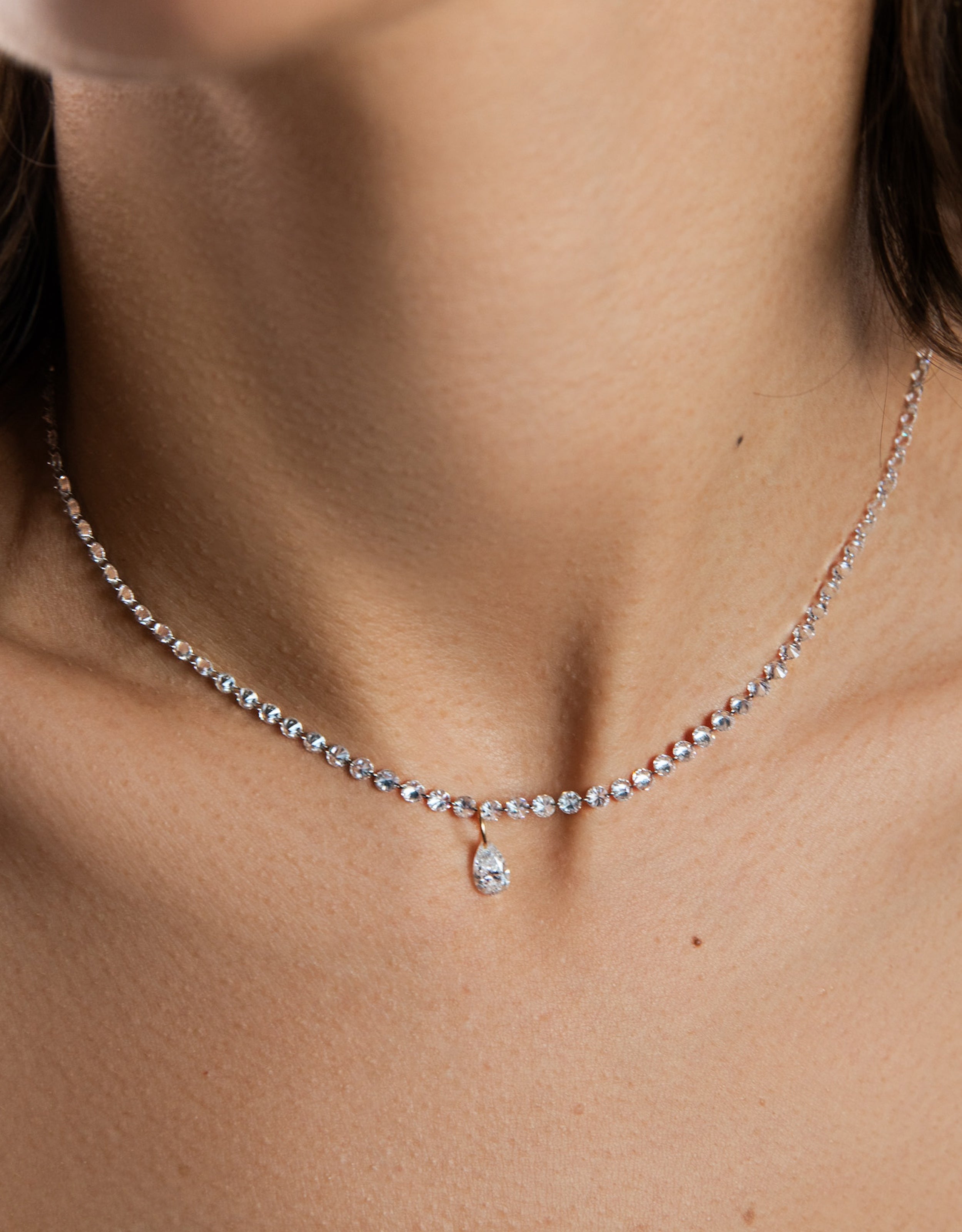 XL Pear Pierced Diamond Charm for Chains