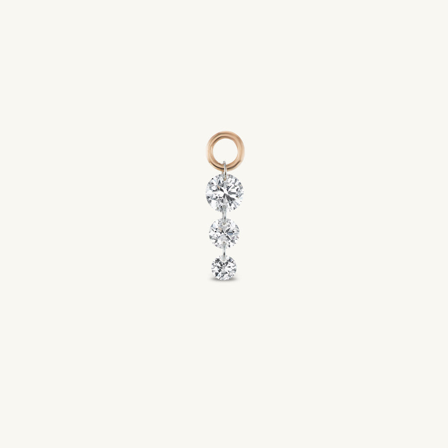 Triple Pierced Diamond Charm for Huggies