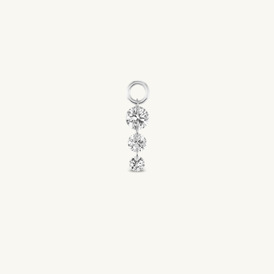 Triple Pierced Diamond Charm for Huggies