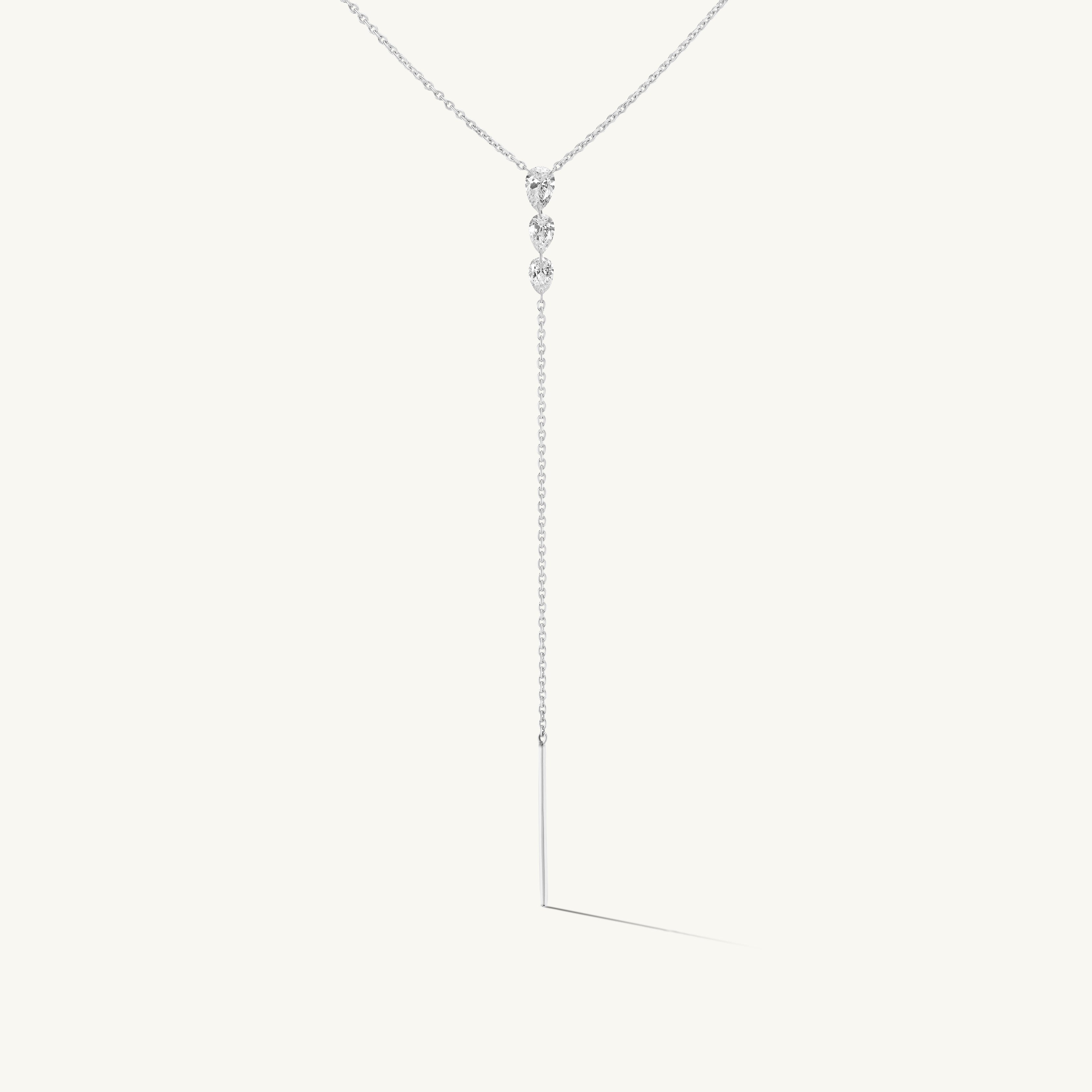 Triplet Pear Pierced Diamond Lariat