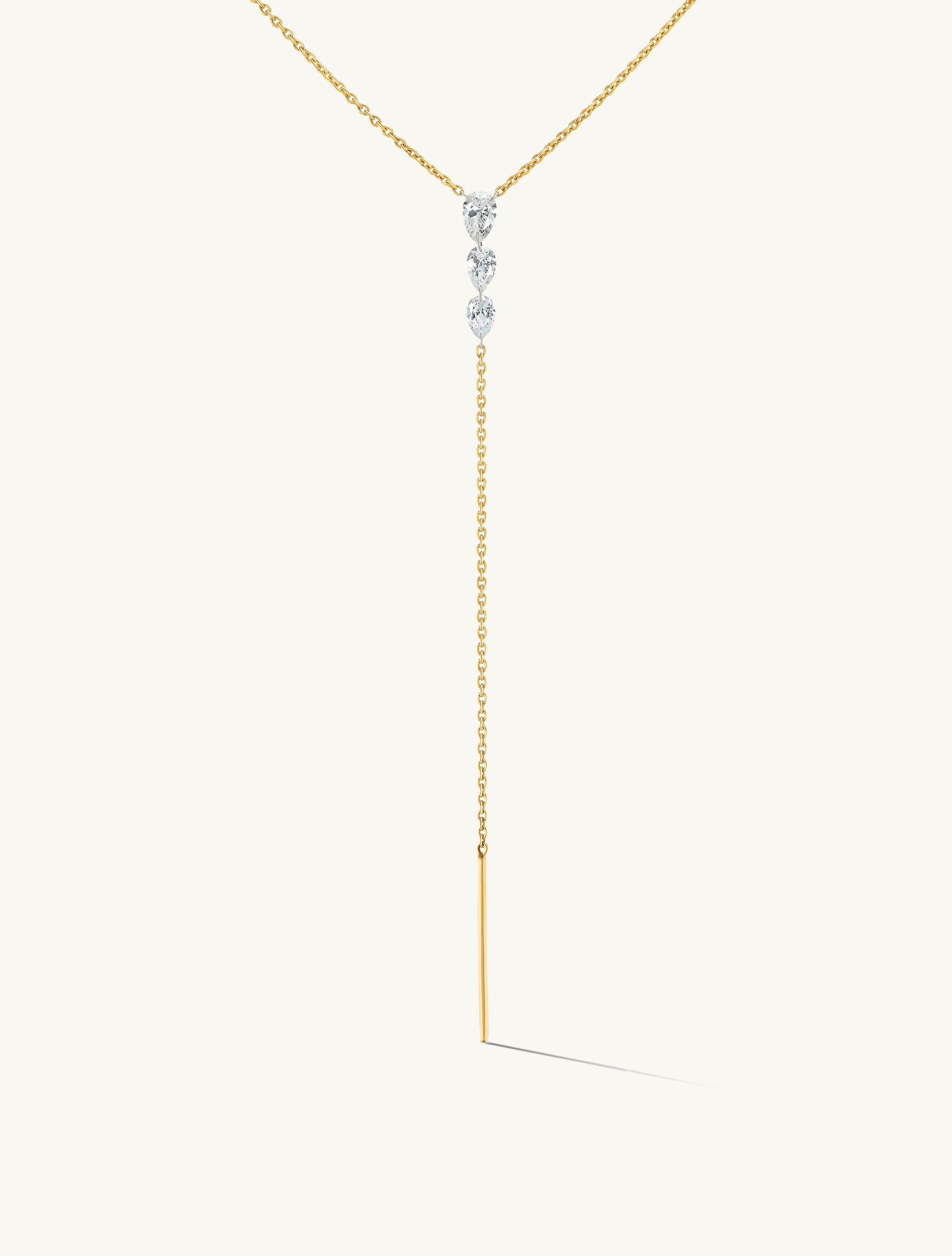 Triplet Pear Pierced Diamond Lariat