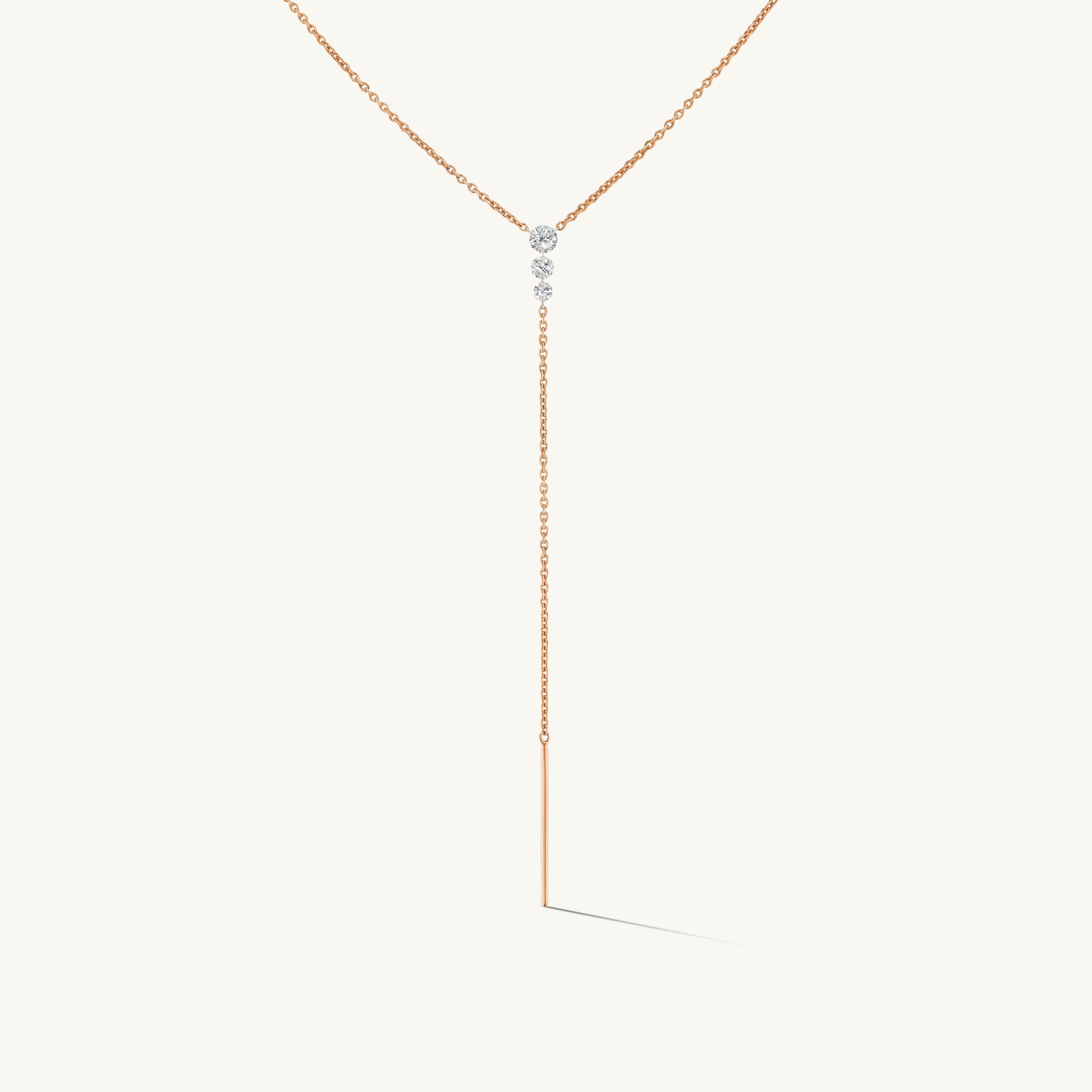 Triplet Round Pierced Diamond Lariat