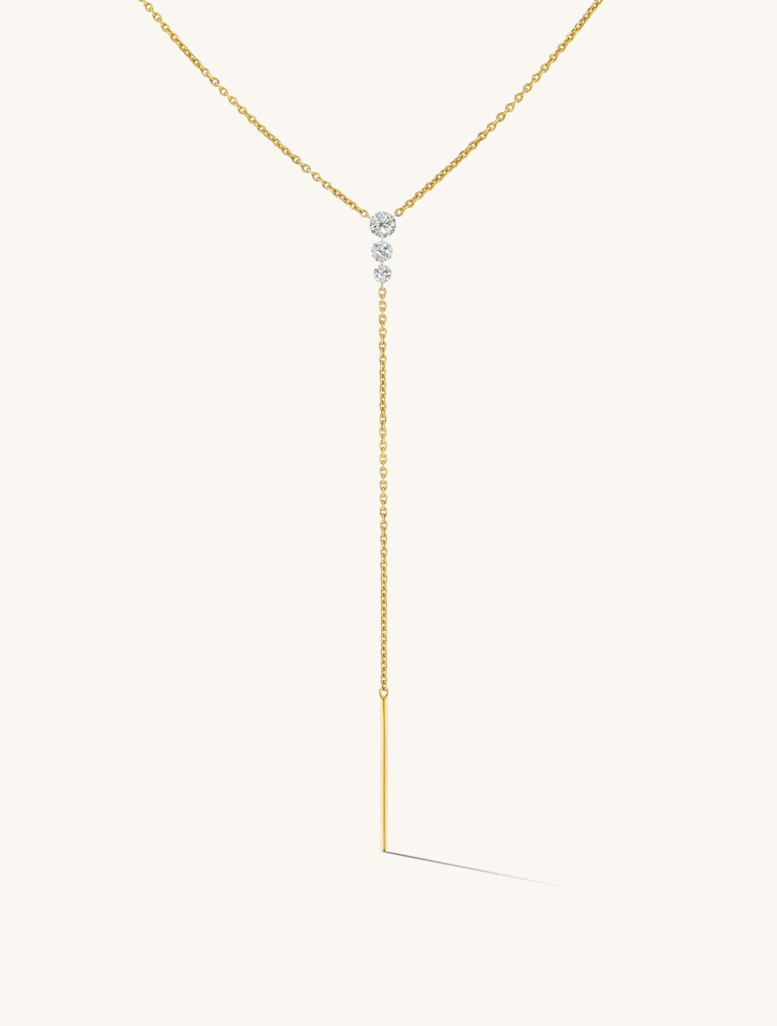 Triplet Round Pierced Diamond Lariat