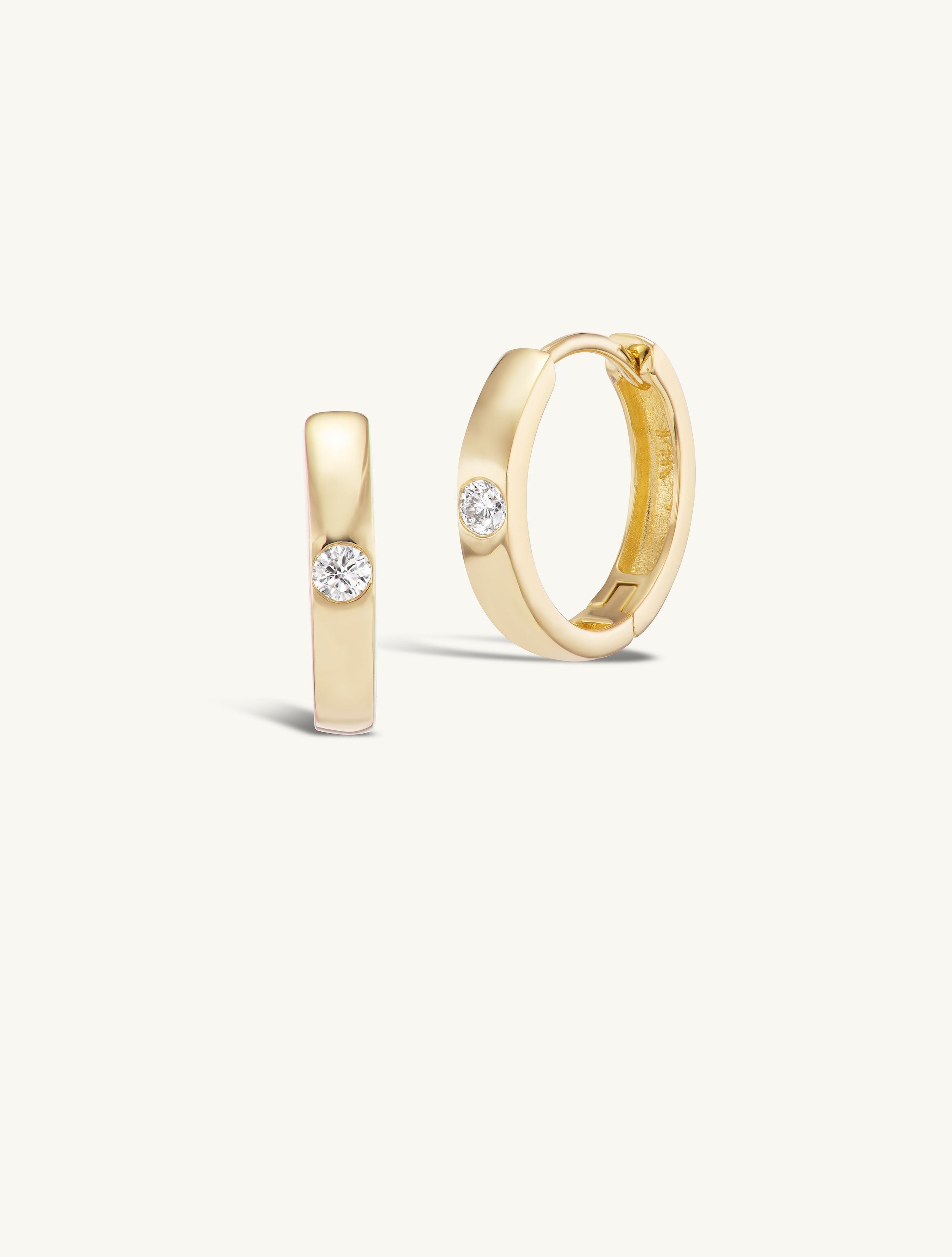 Gold hoop earrings online with single diamond