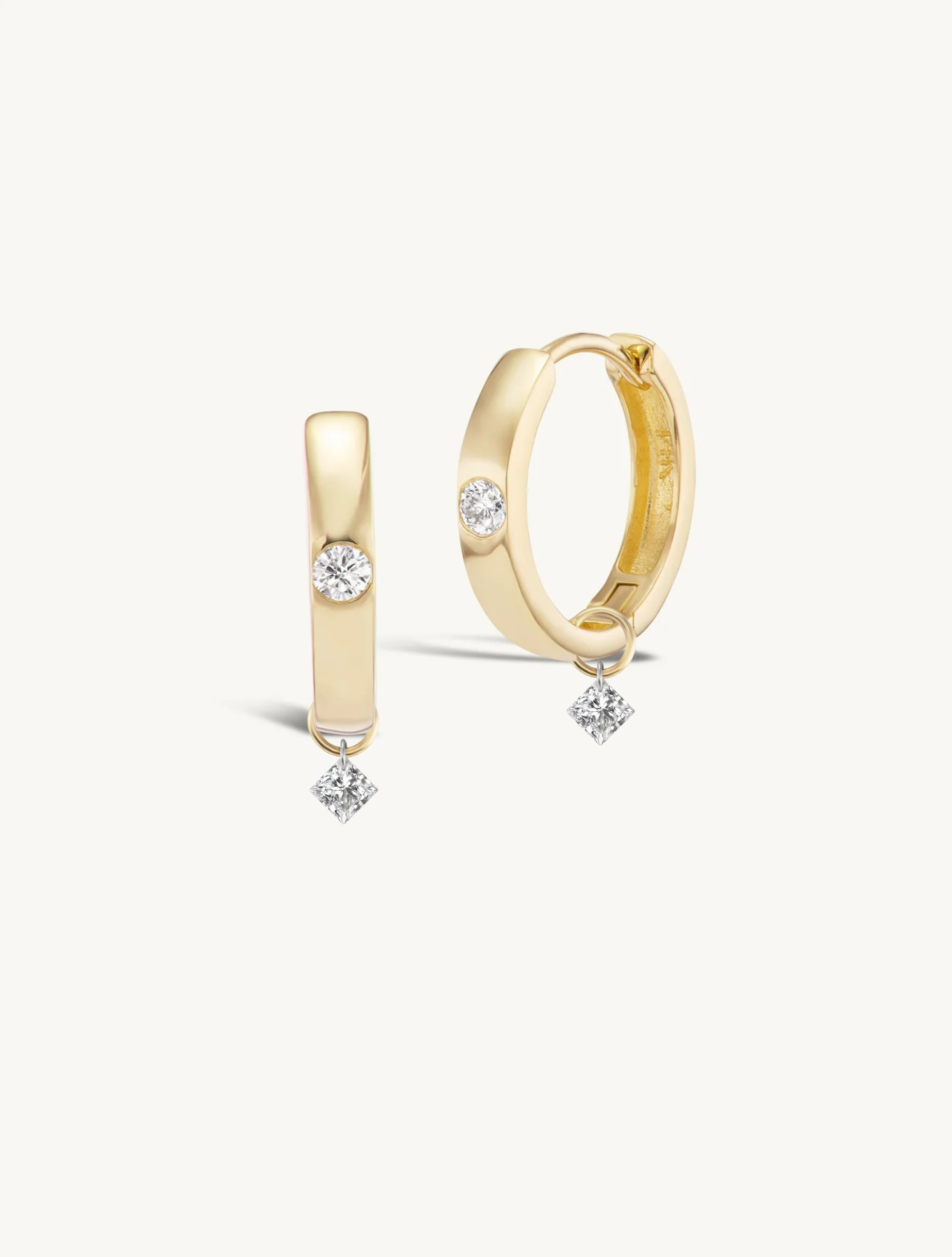 Wide Hoop with Diamond + Free Mini Diamond Charms