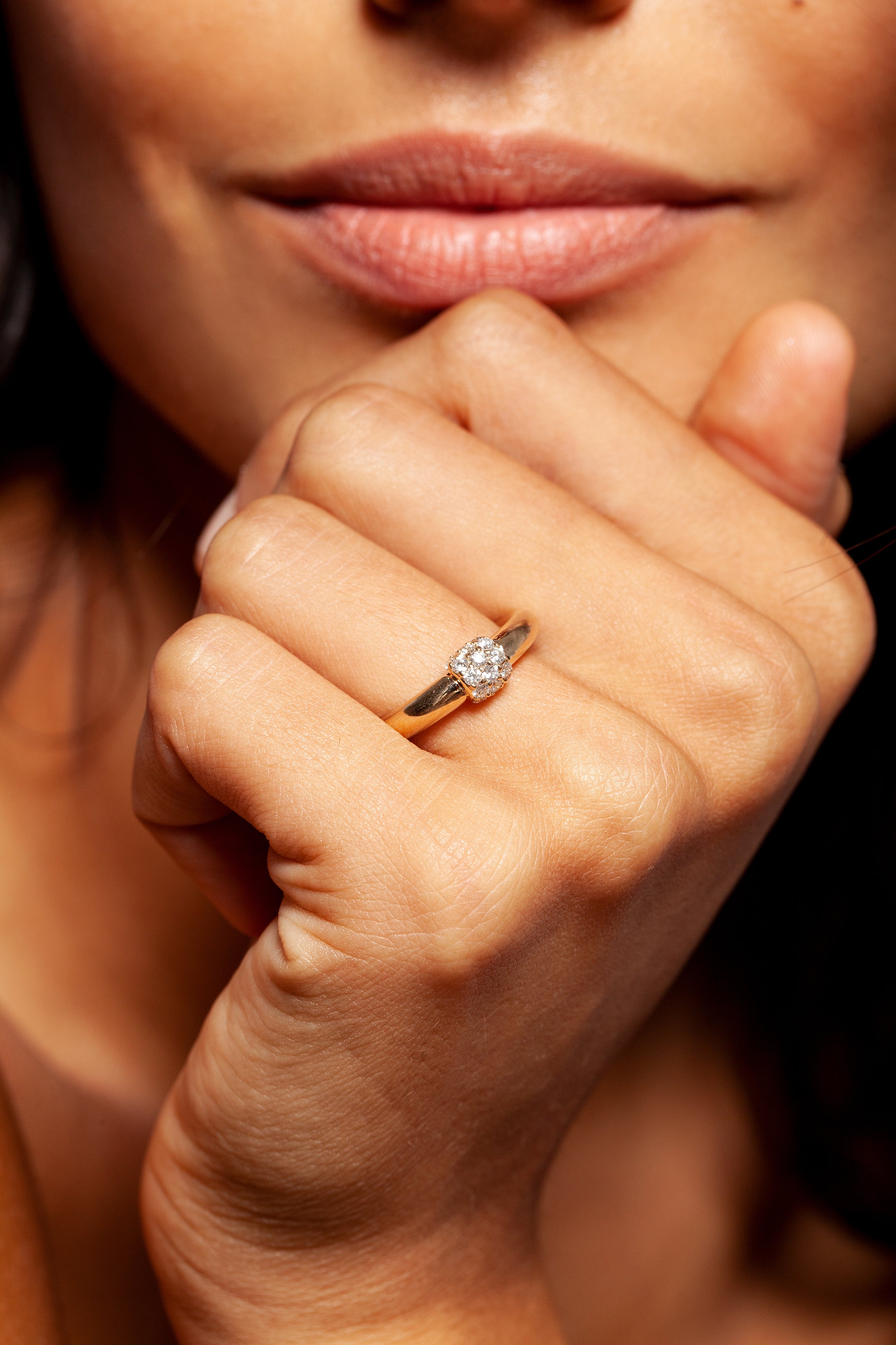 Triple Diamond Domed Ring