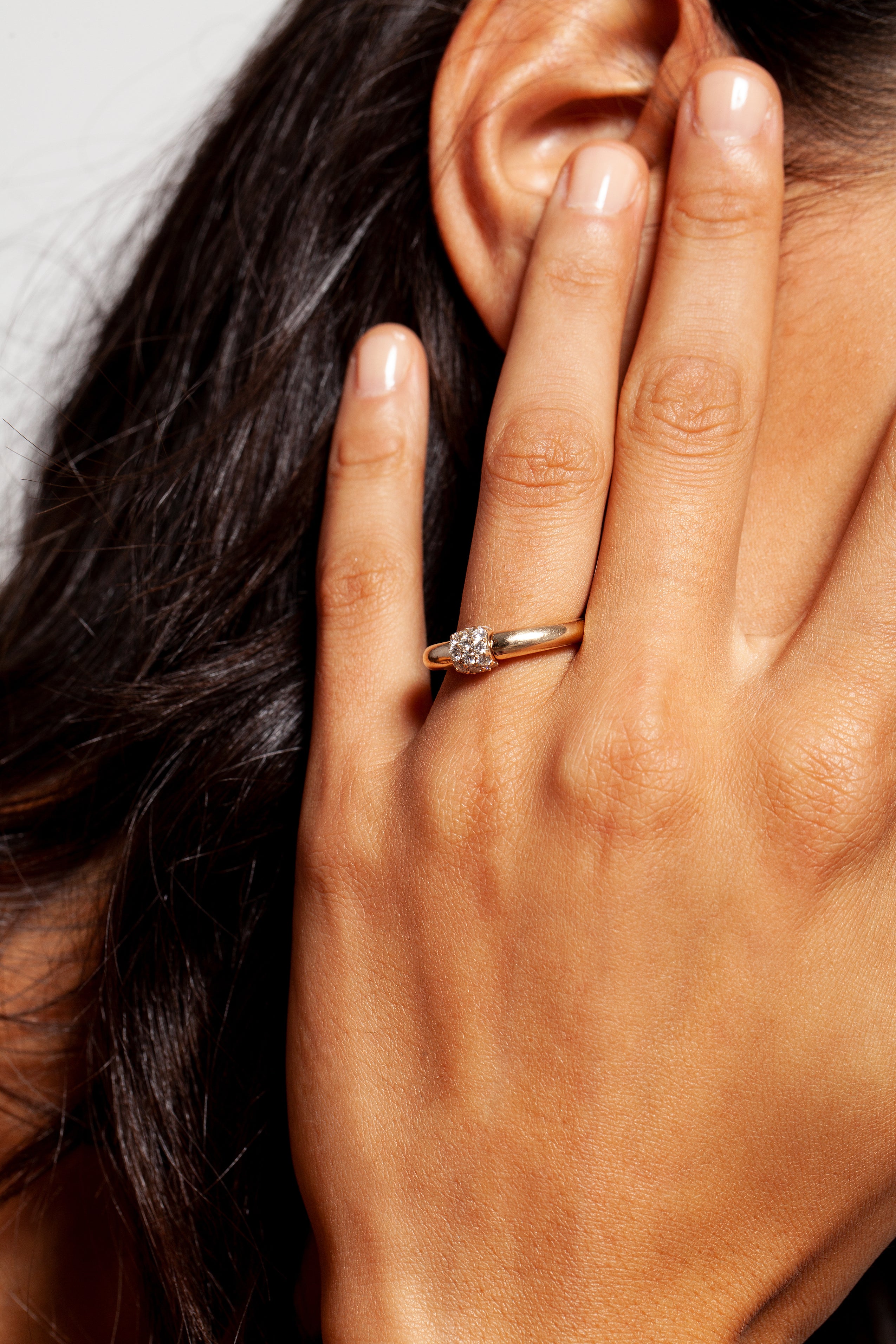 Triple Diamond Domed Ring