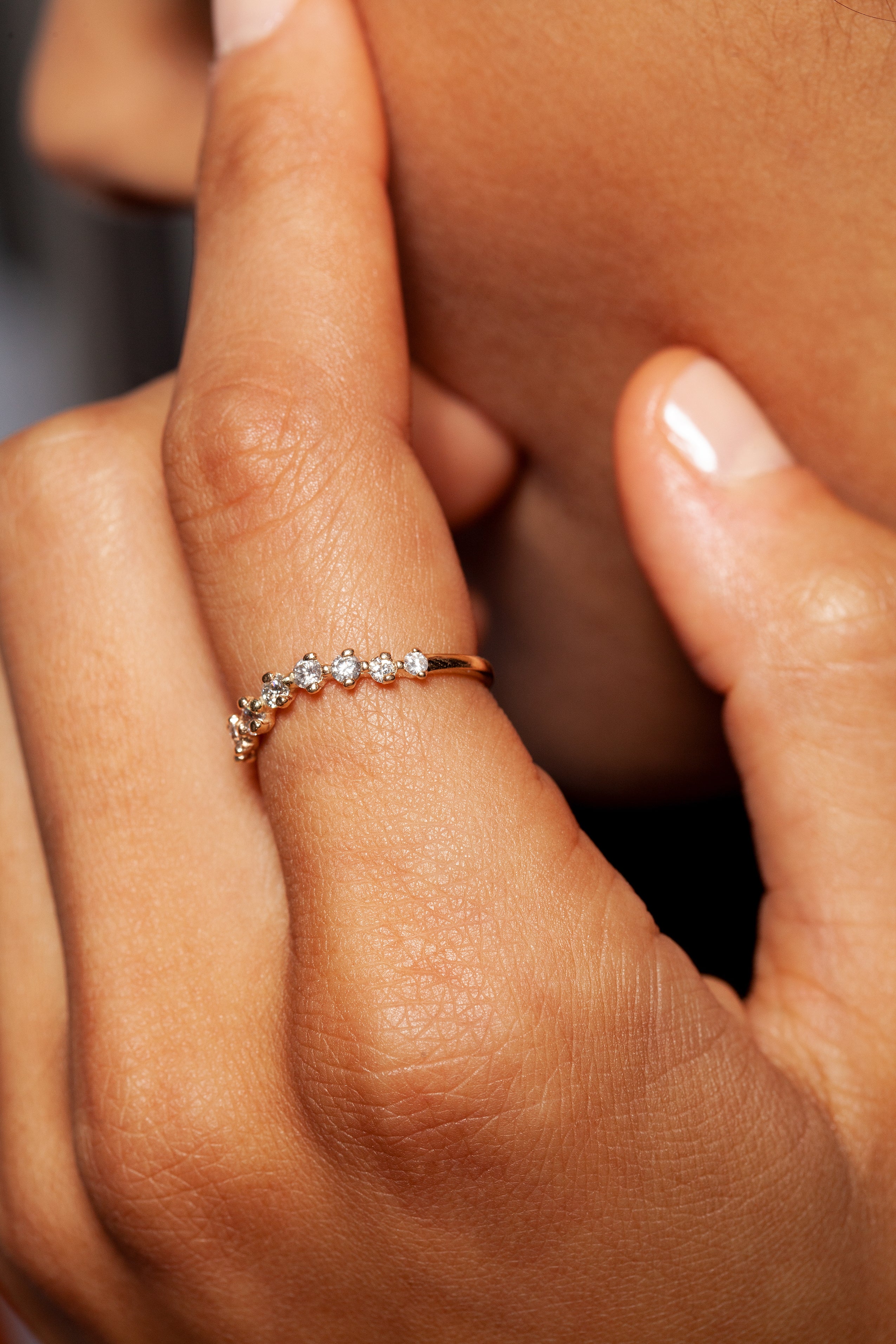 Half Band Diamond Swell Ring Size 6 - In Stock