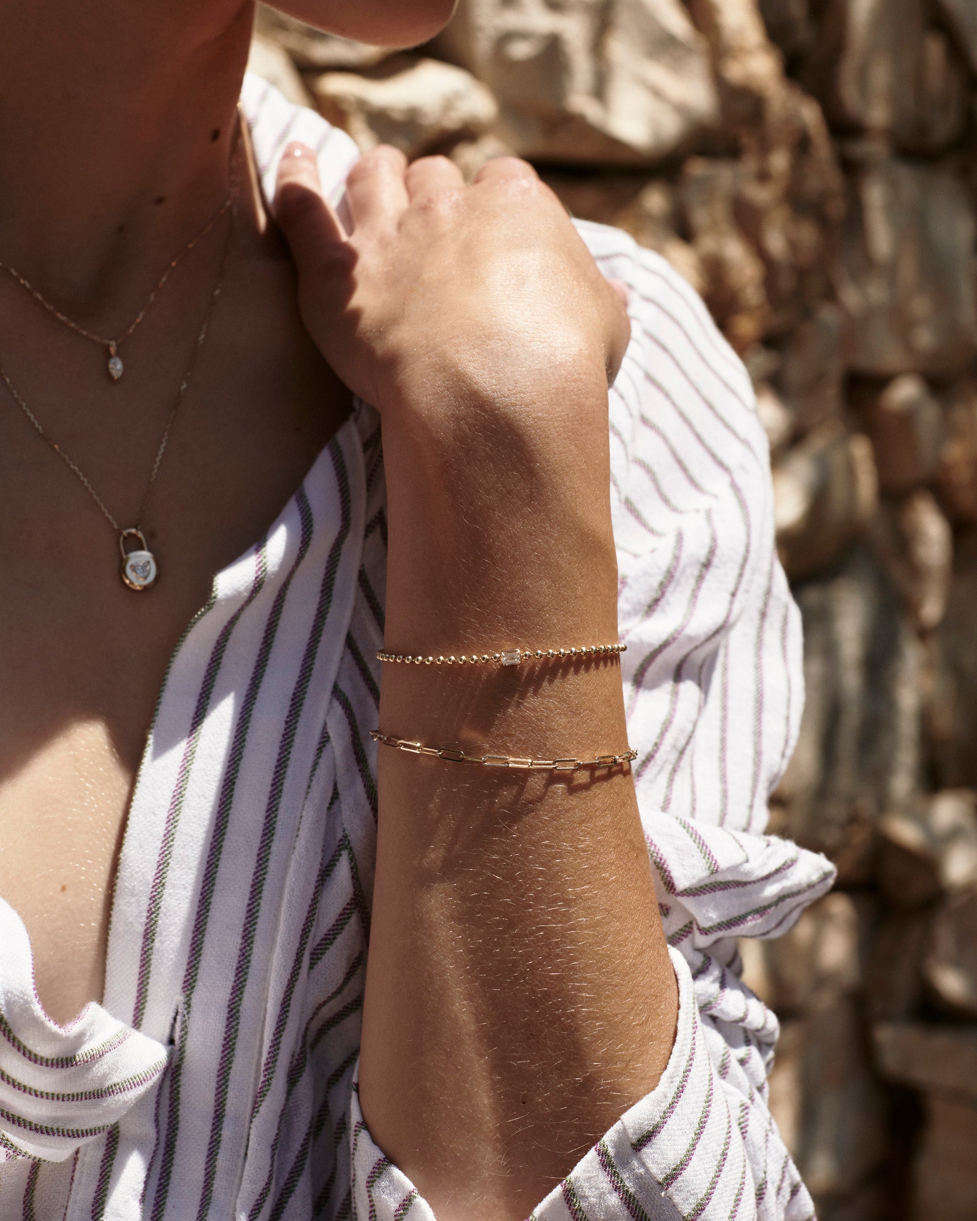 Beaded Emerald Cut Bracelet