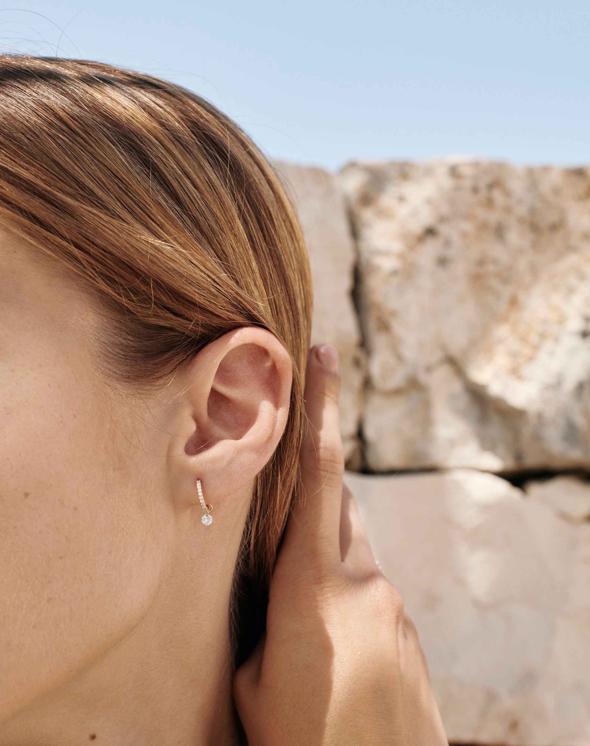 Single Pierced Diamond Pave Huggies