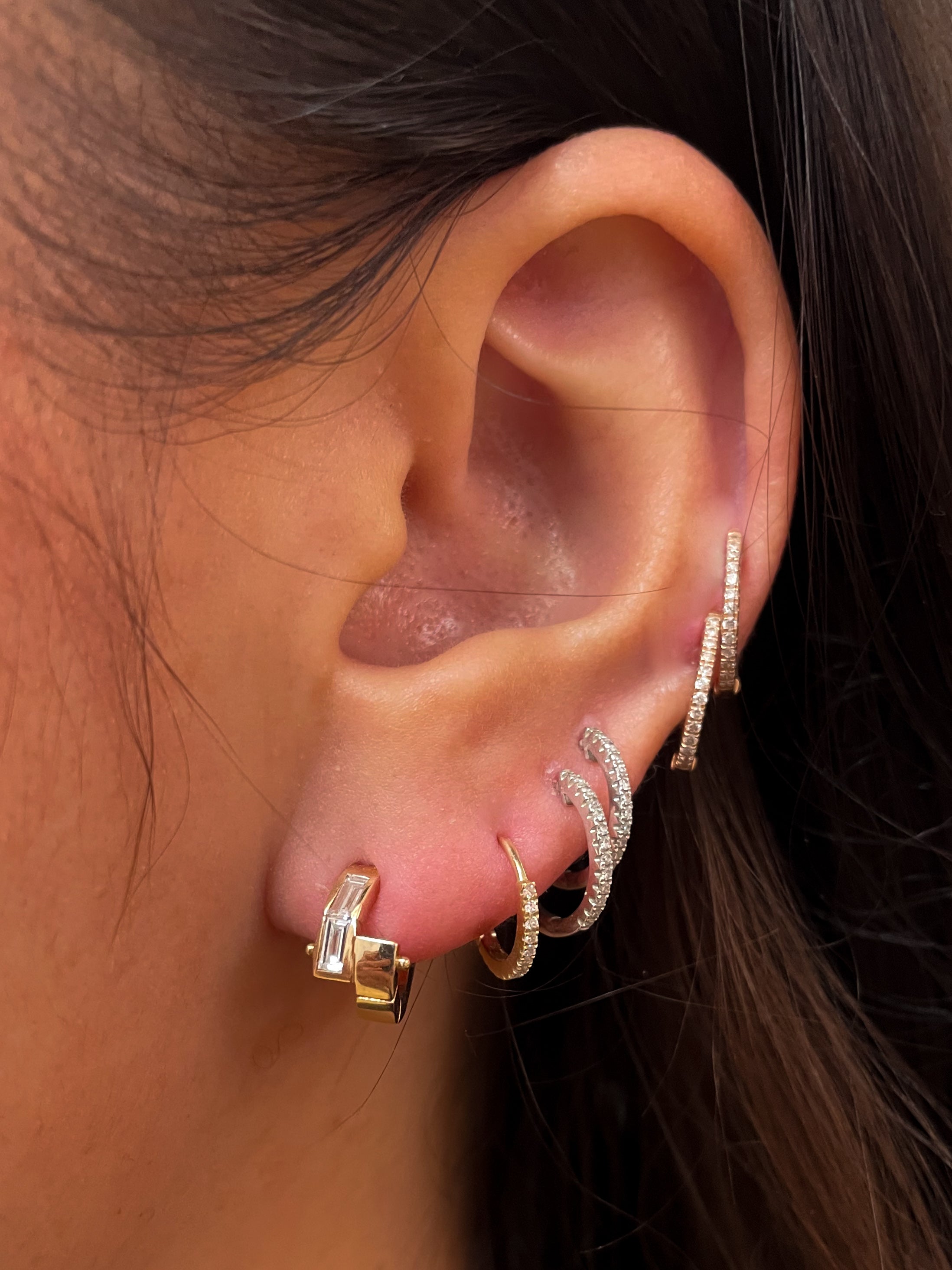 Petite Stacked Diamond Hoop