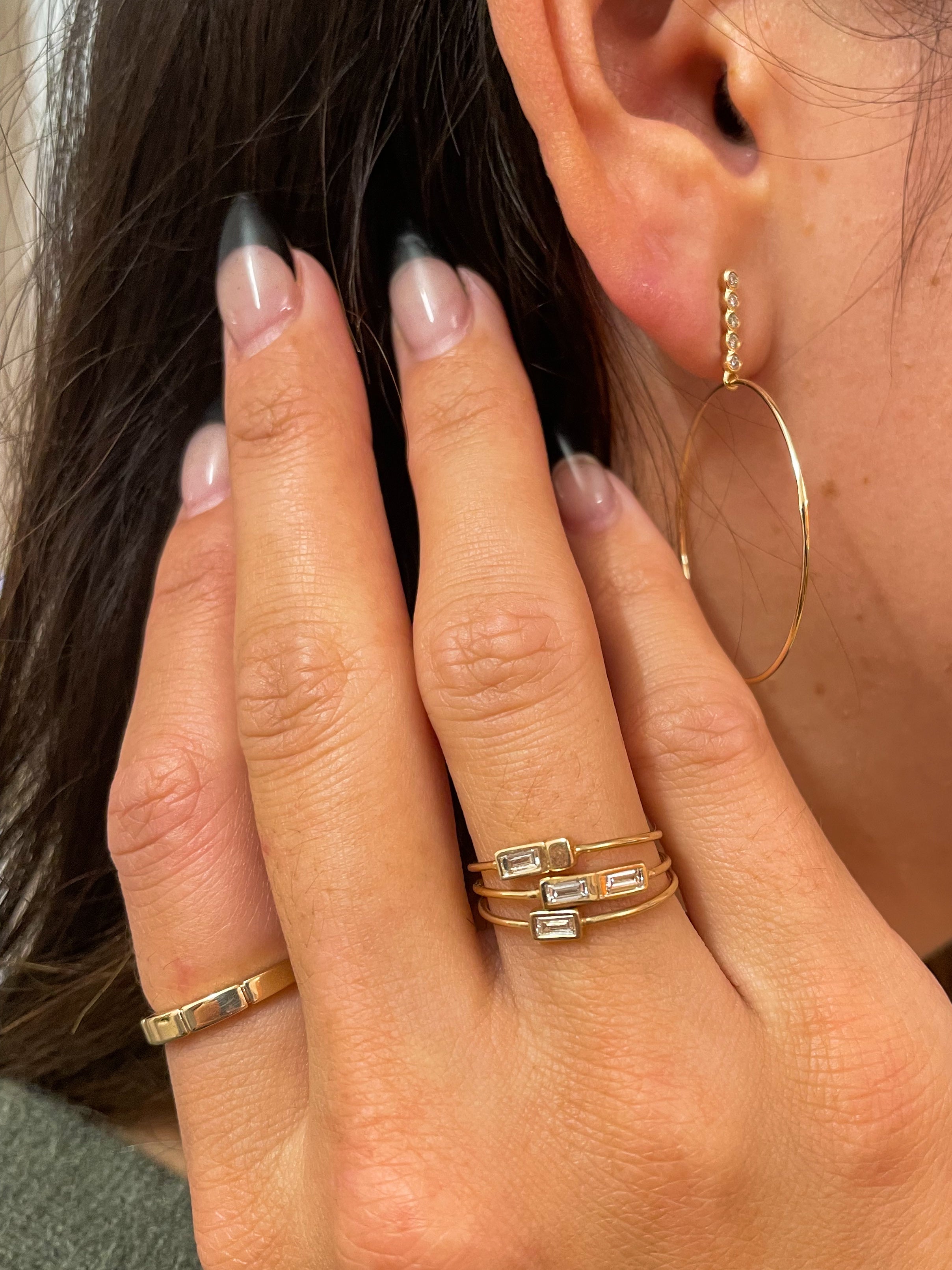 Stacked Single Diamond Ring