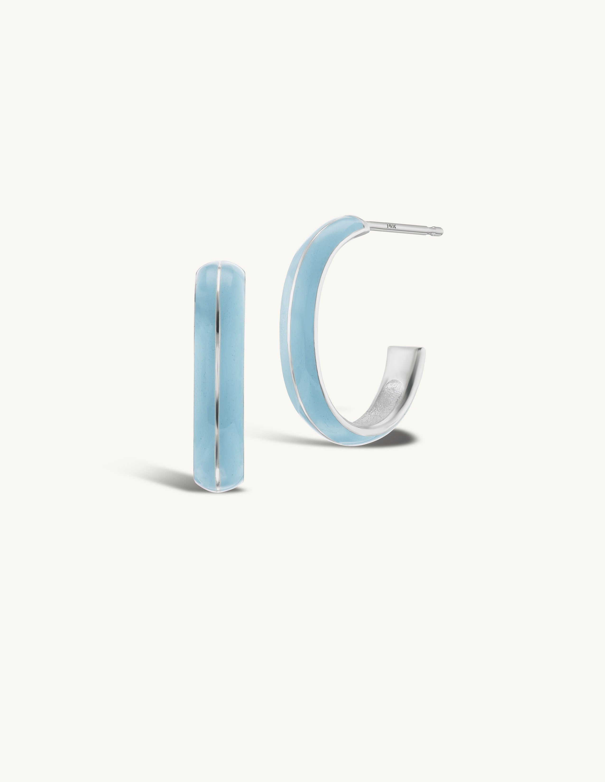SRJ X Olivia S. Welch Medium Blue Enamel Hoops