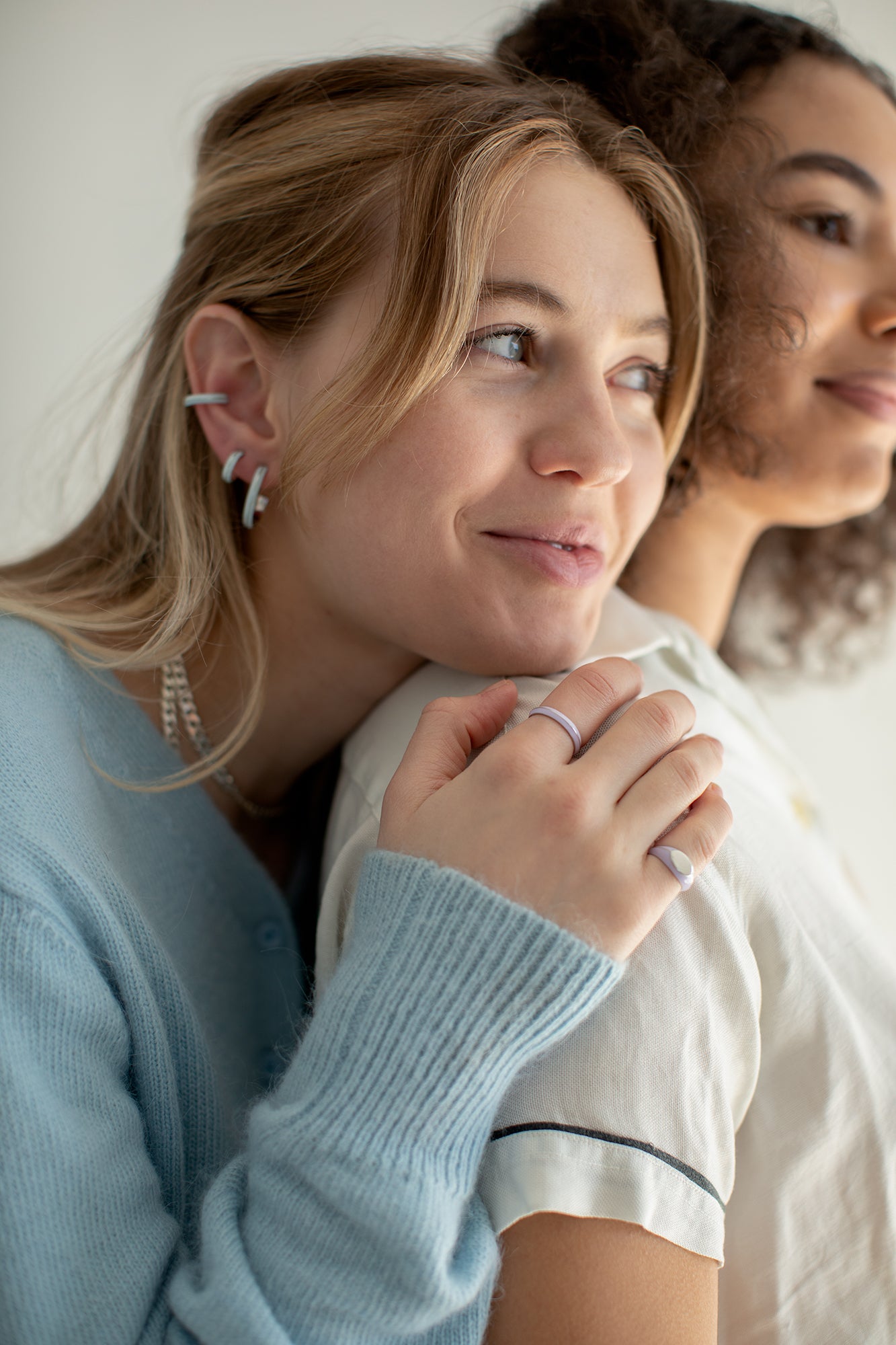 SRJ X Olivia S. Welch Small Blue Enamel Hoops