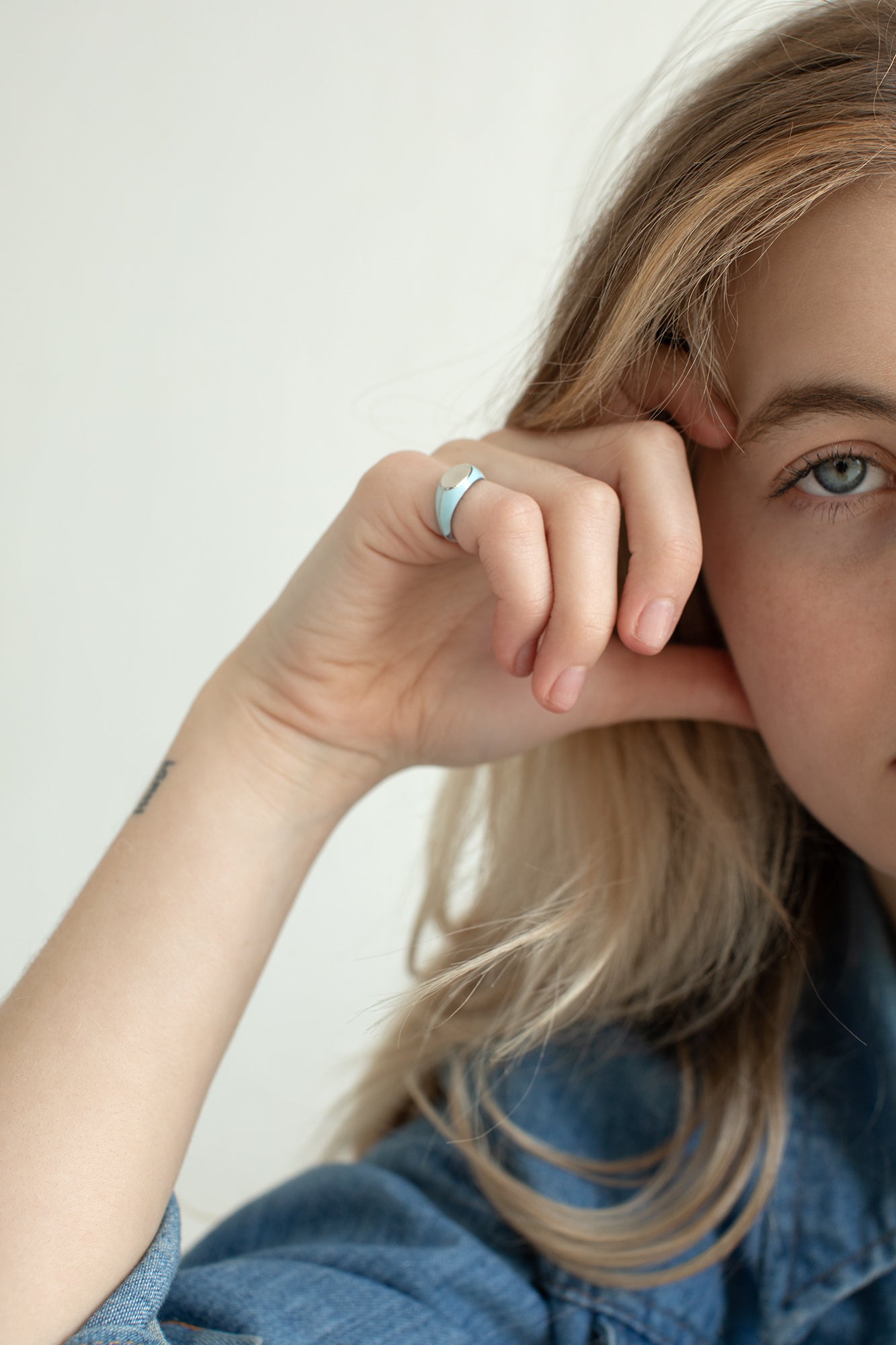 SRJ X Olivia S. Welch Blue Enamel Signet Ring