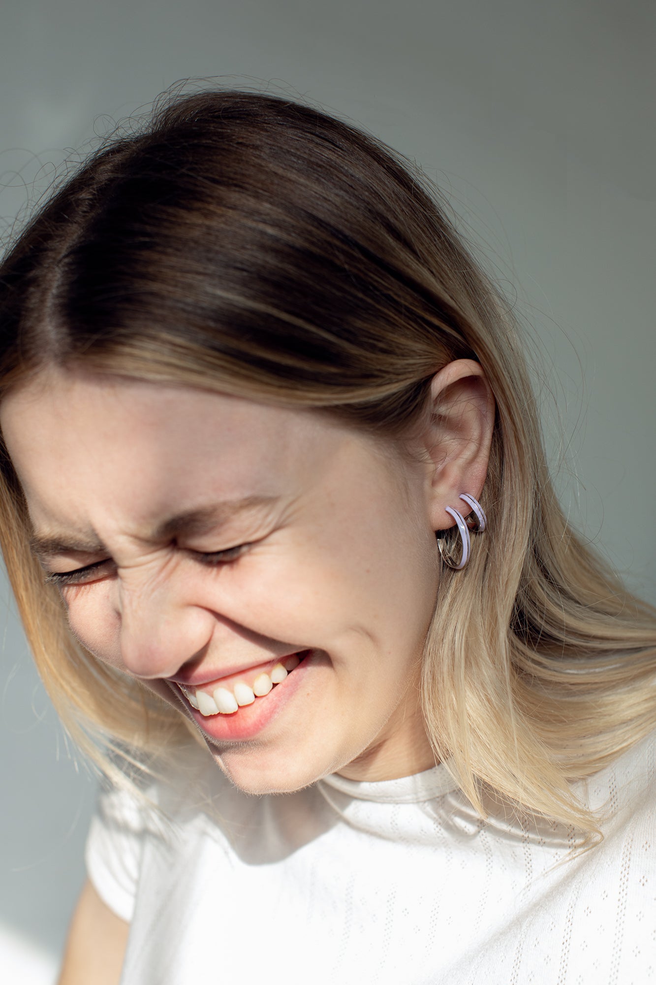 SRJ X Olivia S. Welch Medium Blue Enamel Hoops