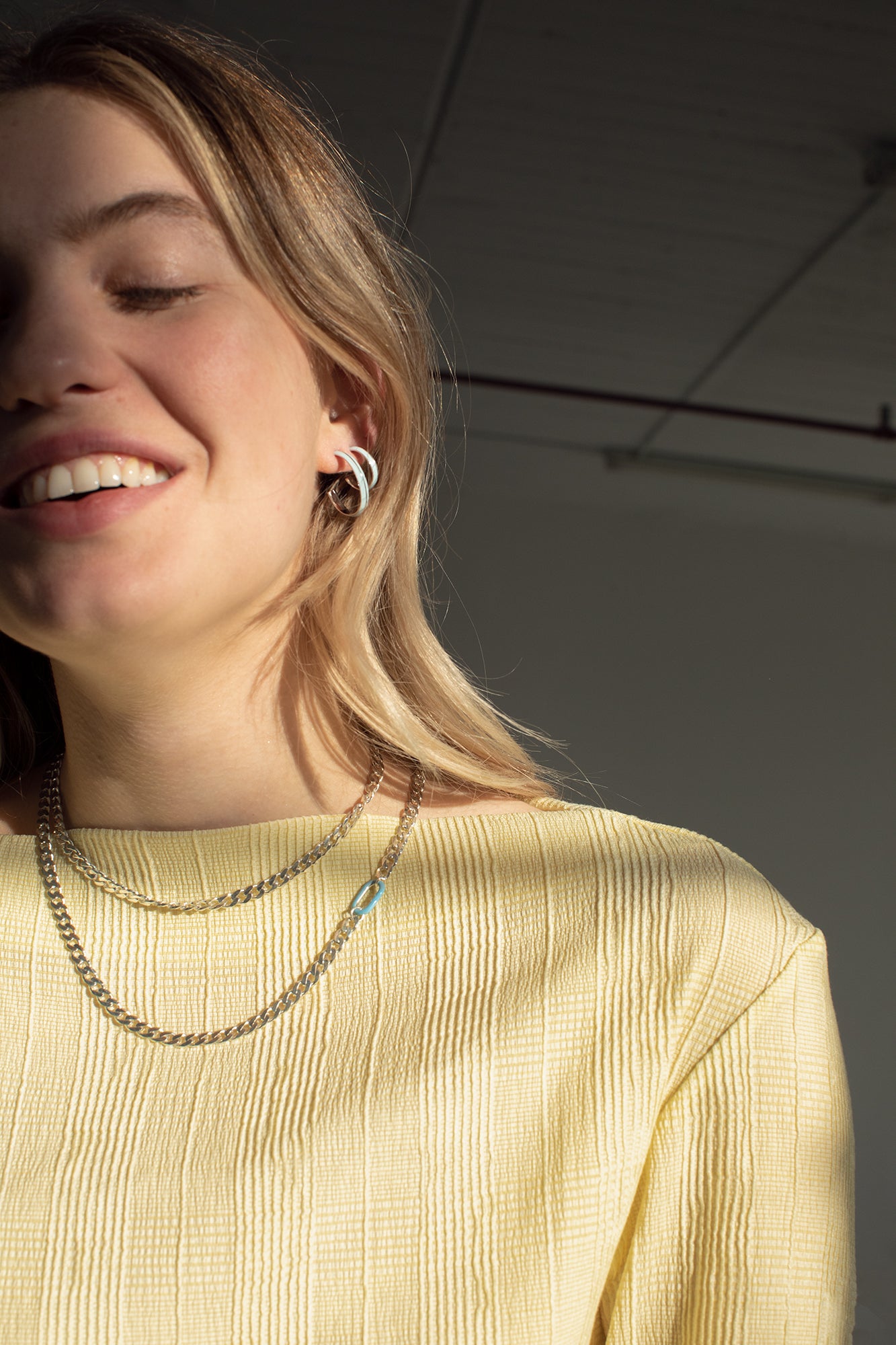 SRJ X Olivia S. Welch Medium Blue Enamel Hoops