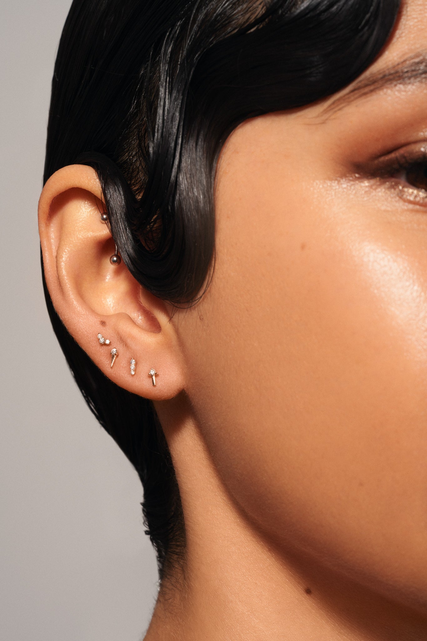 Diamond Row Studs - In Stock