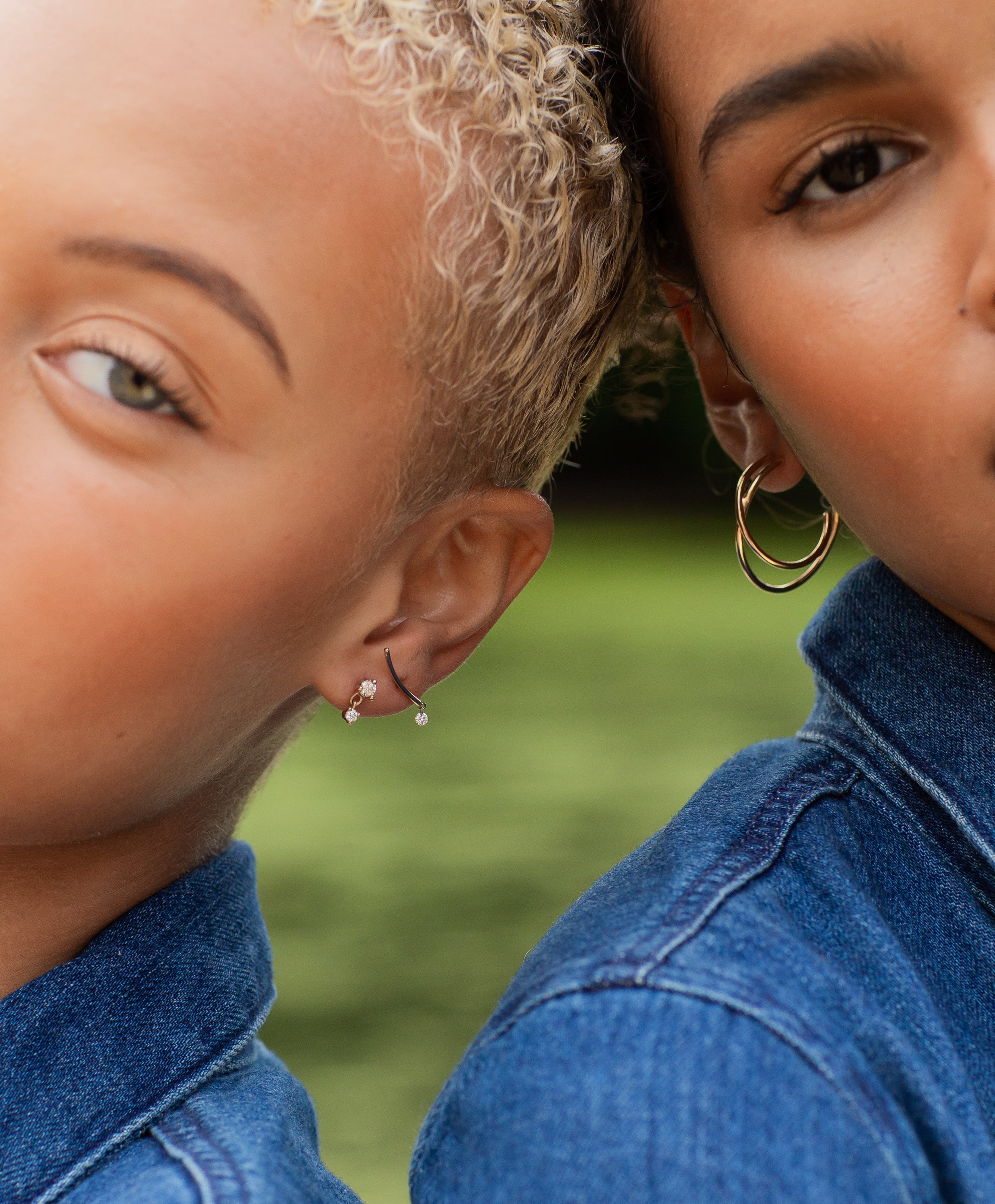 Diamond Twin Dangle Studs