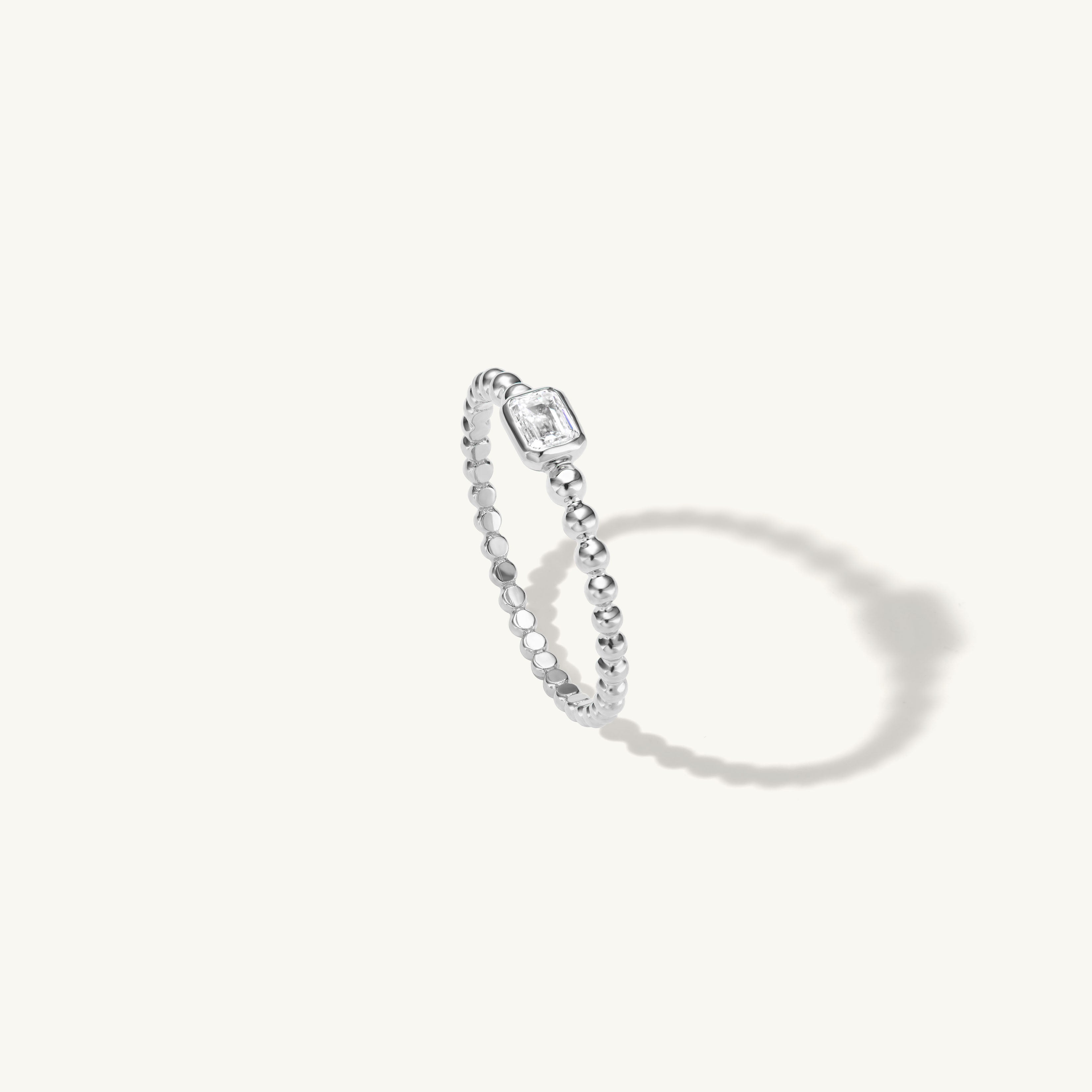 Beaded Emerald Cut Ring