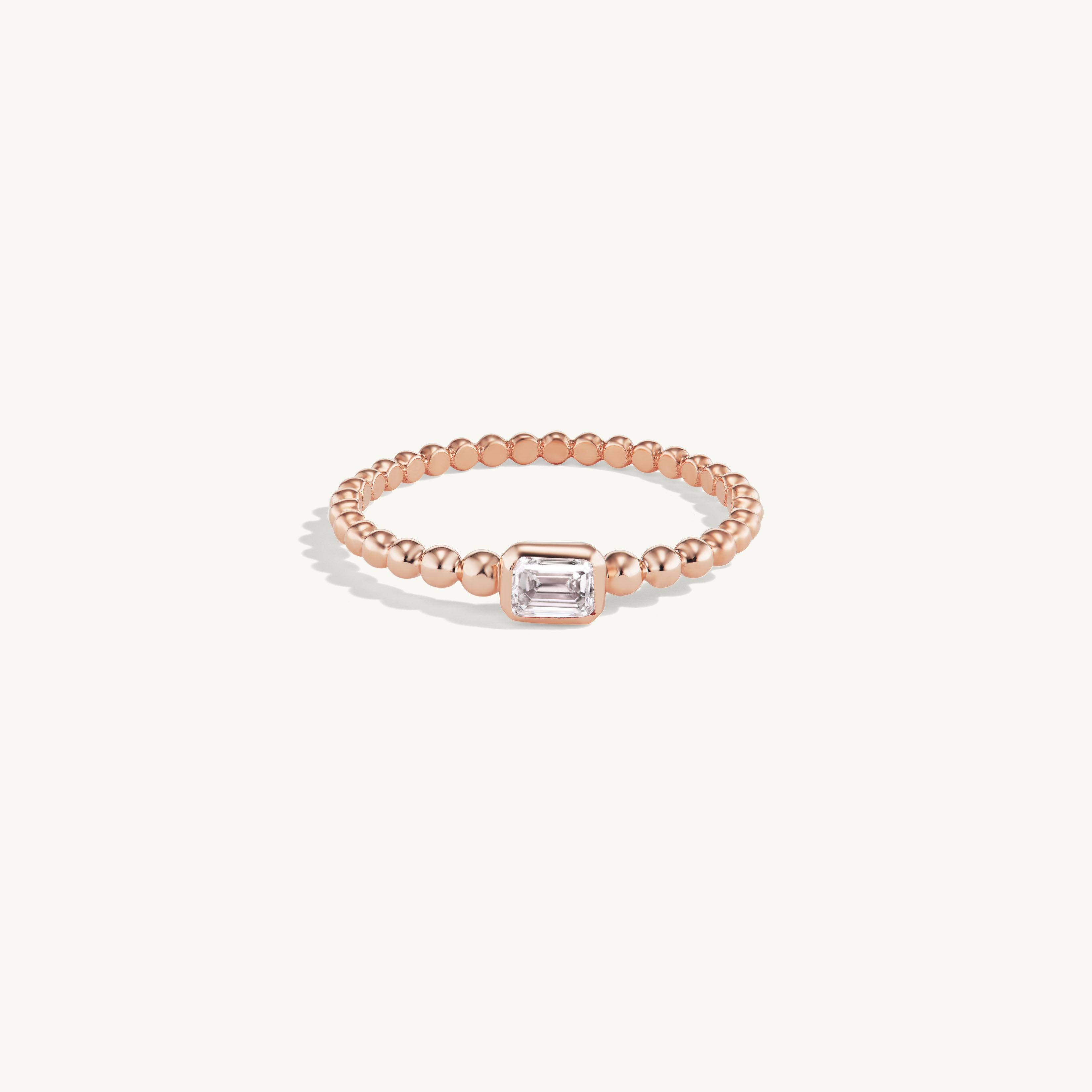 Beaded Emerald Cut Ring