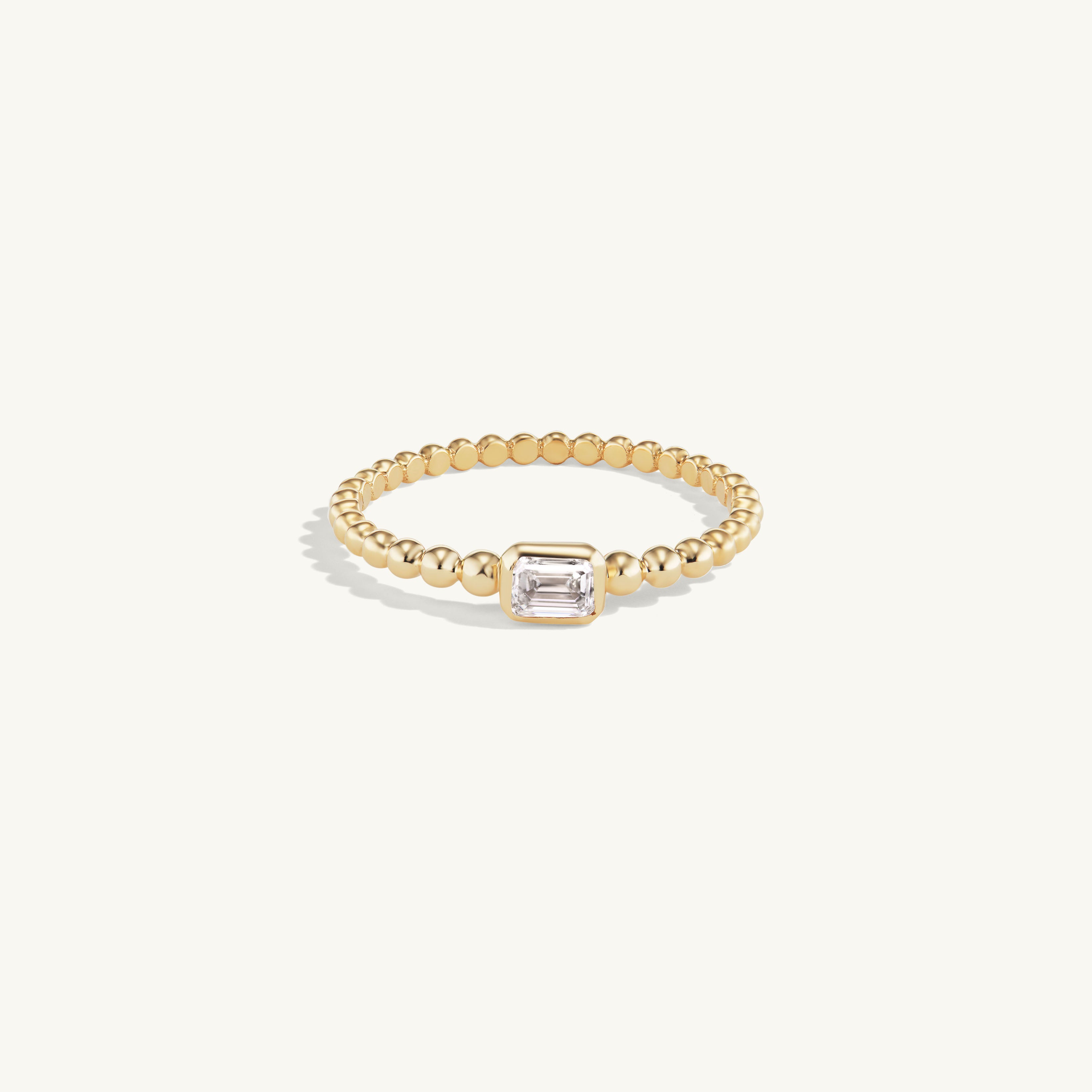Beaded Emerald Cut Ring