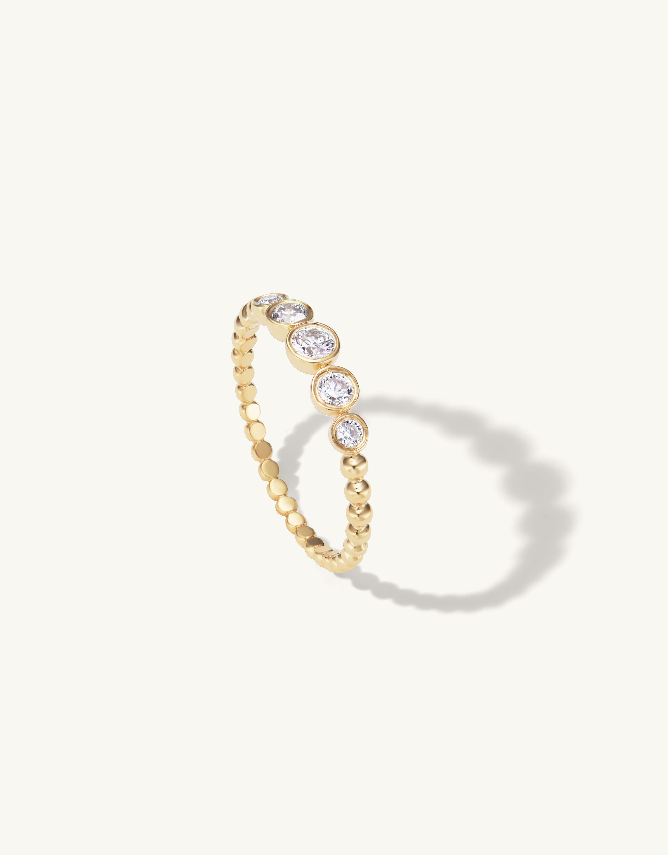 Beaded Five Diamond Ring