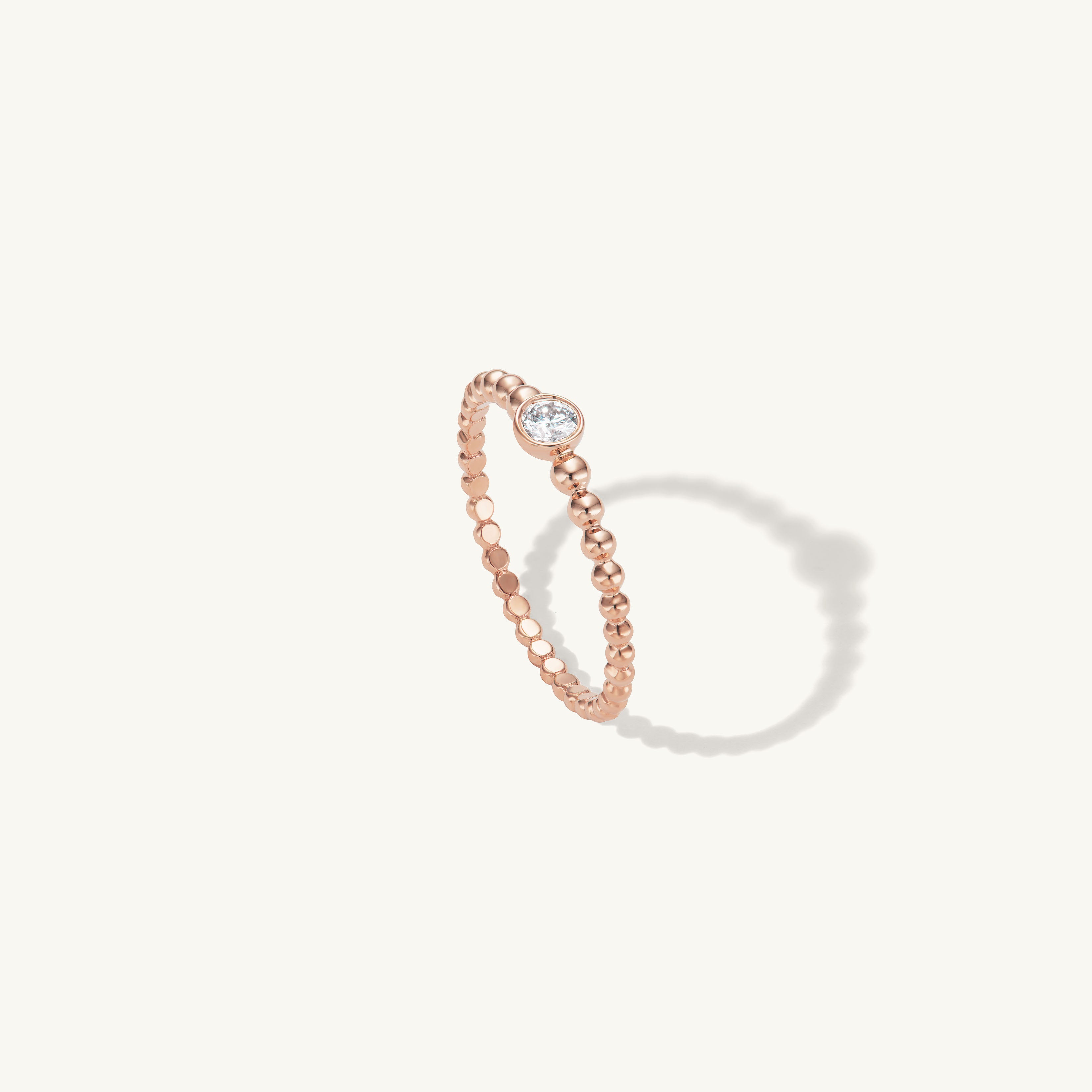 Beaded One Diamond Ring