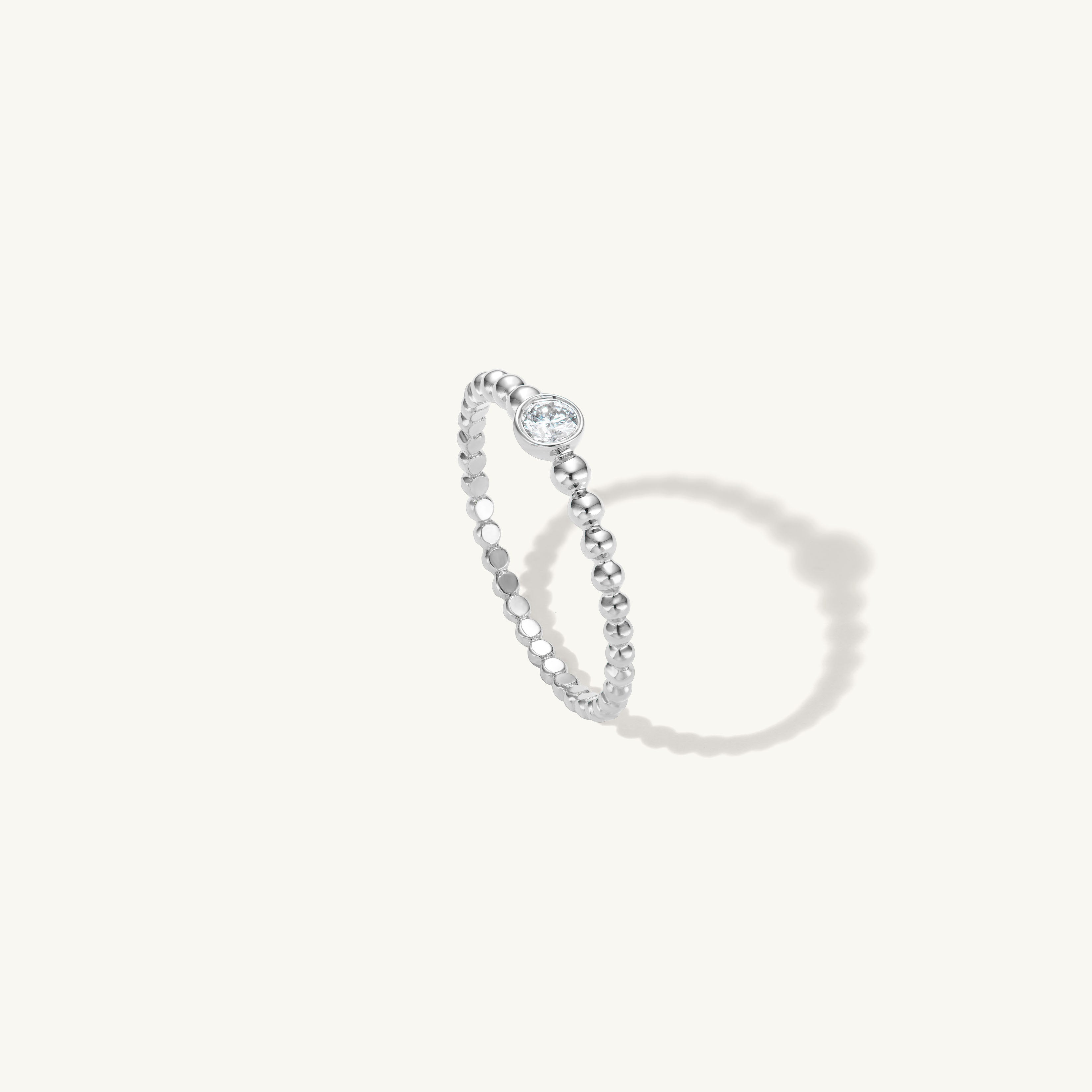 Beaded One Diamond Ring