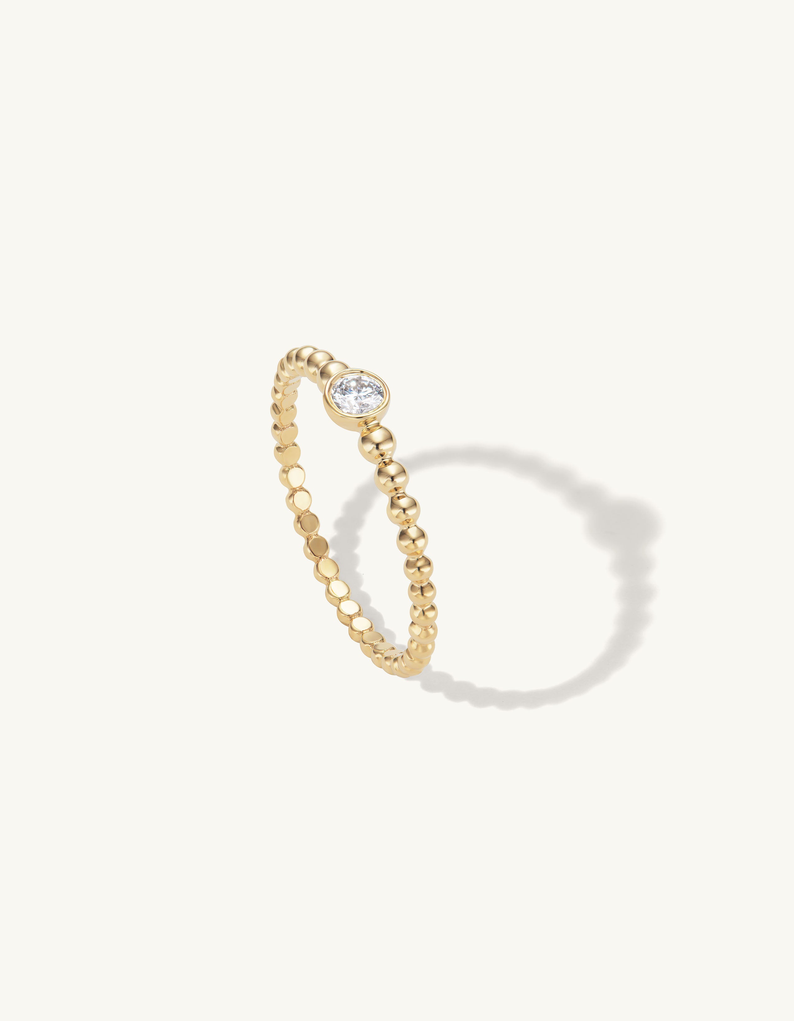 Beaded One Diamond Ring