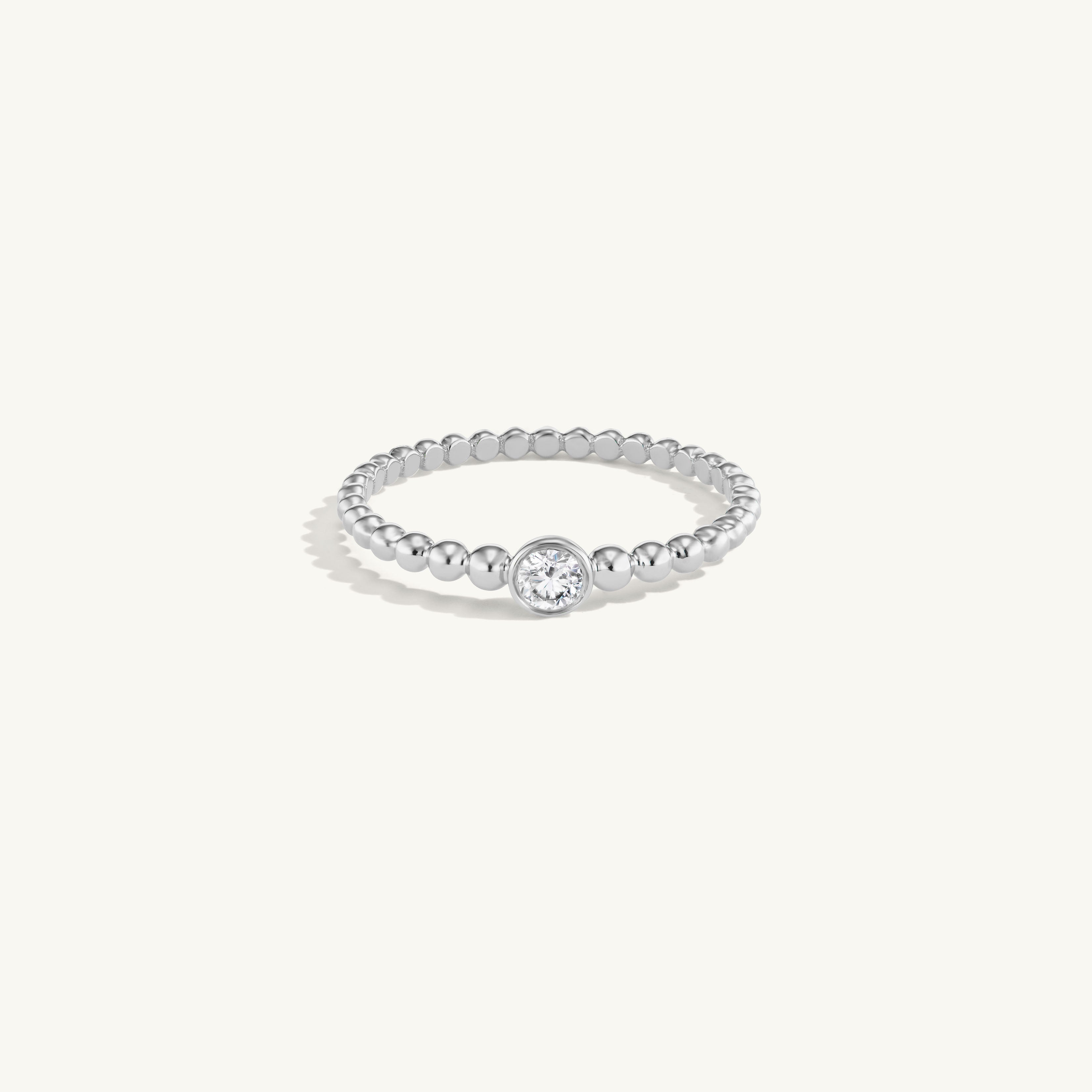 Beaded One Diamond Ring