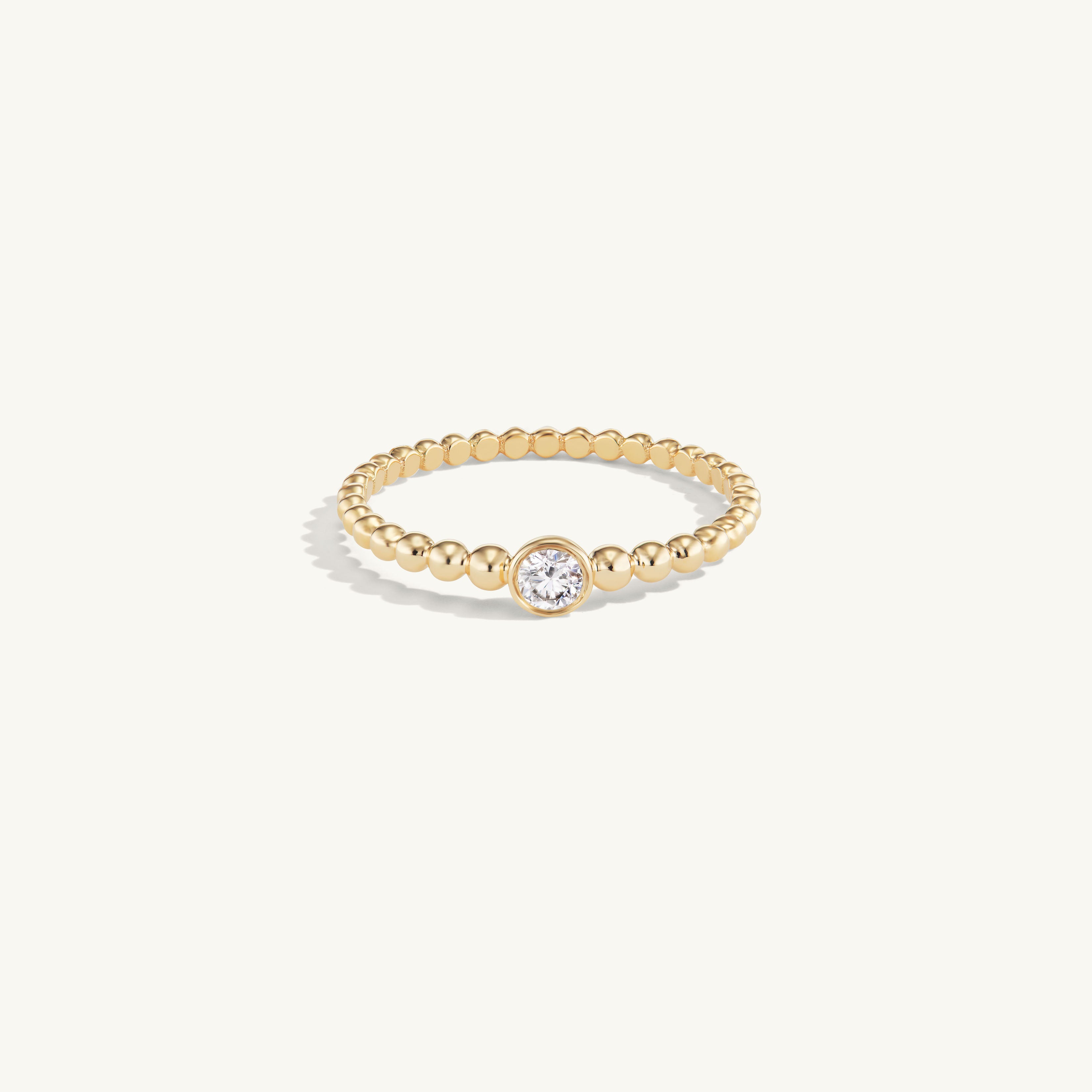 Beaded One Diamond Ring