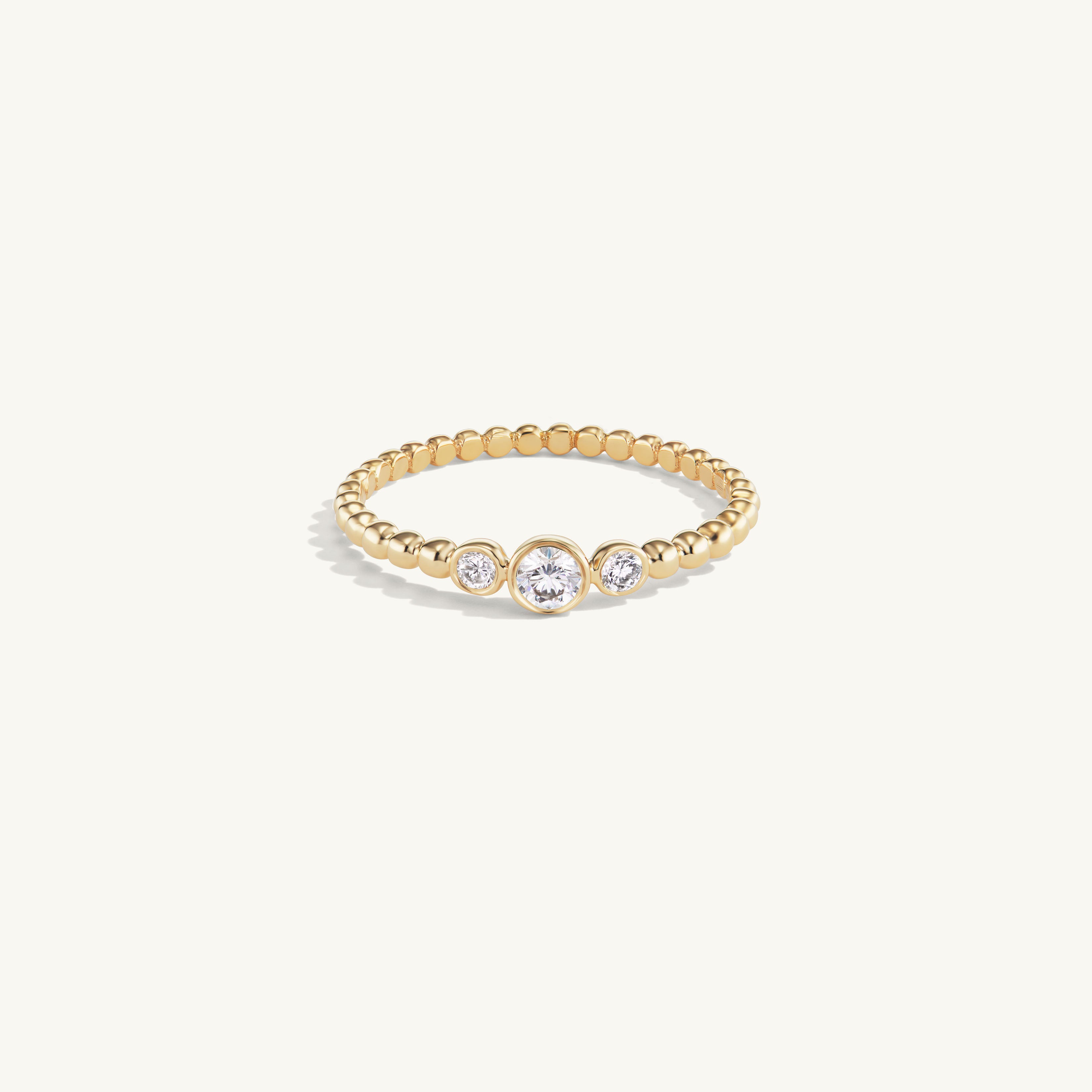 Beaded Three Diamond Ring