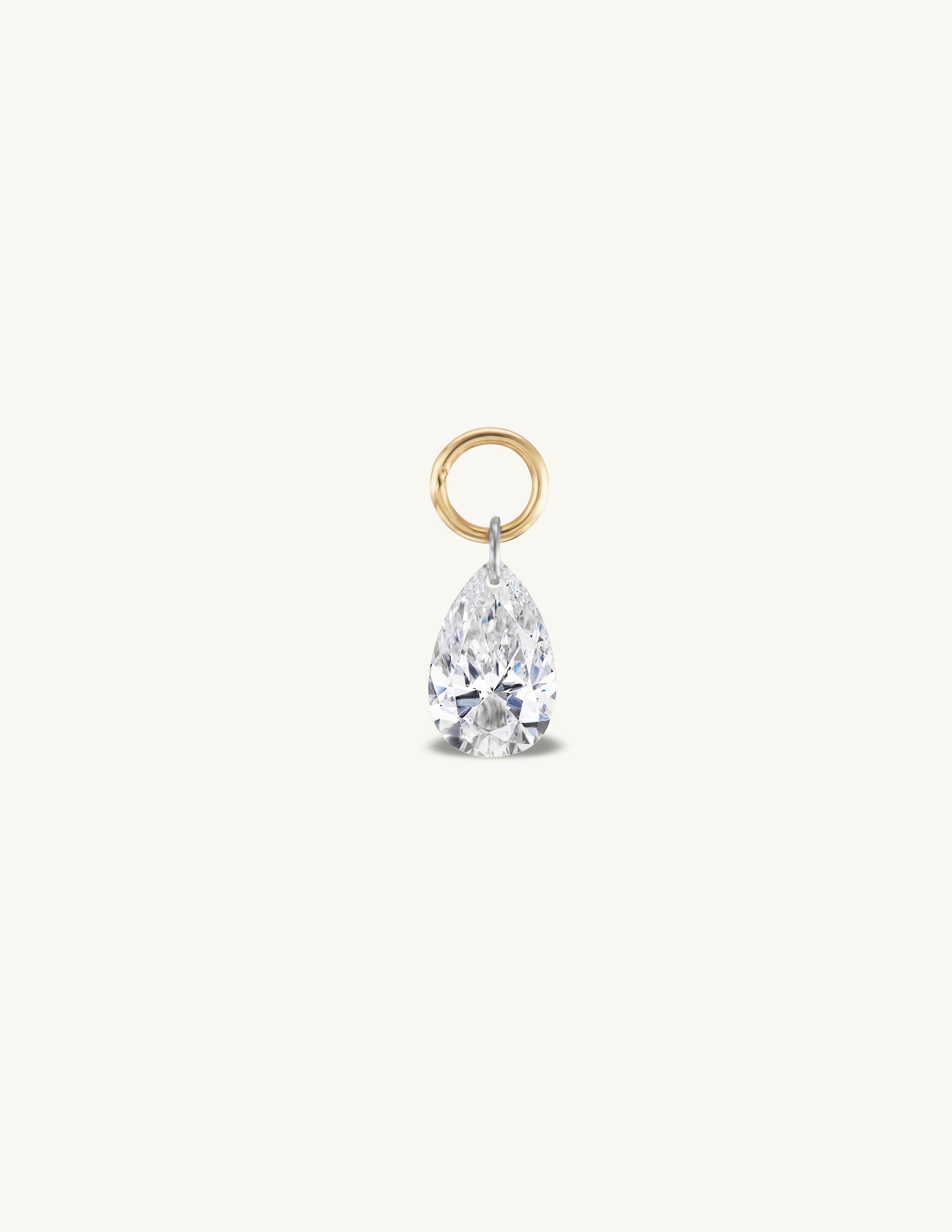 Large Pear Pierced Diamond Charm for Huggies