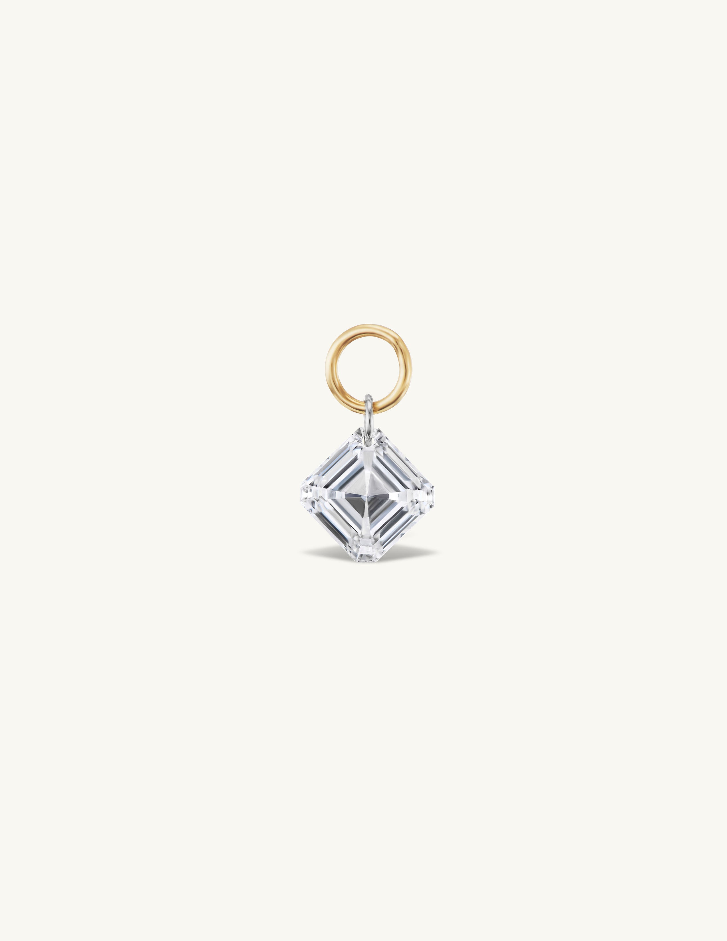 Large Asscher Pierced Diamond Charm for Huggies