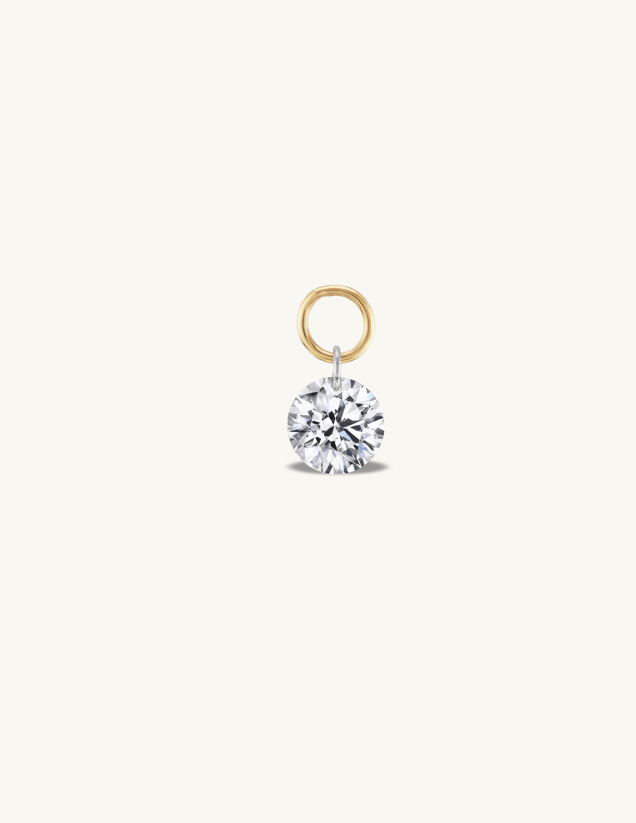 Small Round Pierced Diamond Charm for Huggies