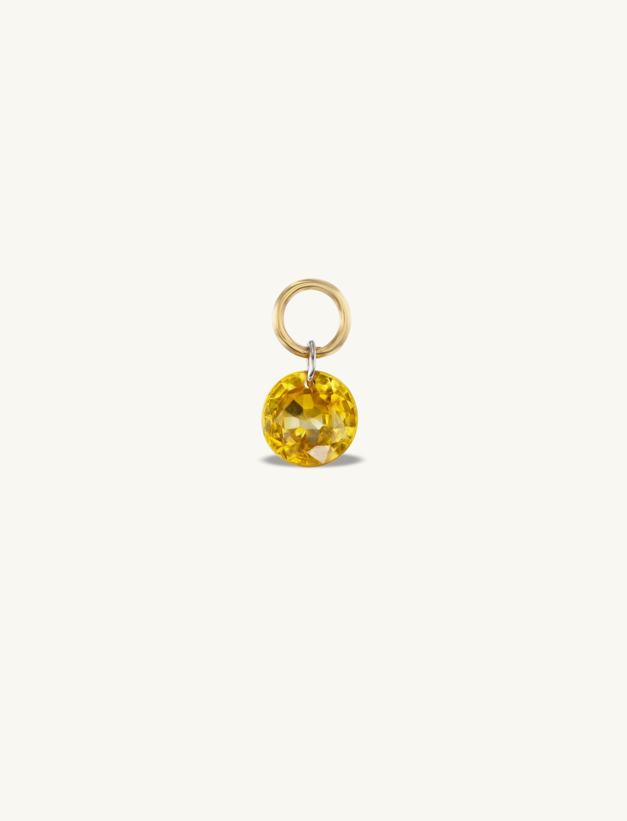 Small Round Pierced Dark Yellow Sapphire Charm for Huggies