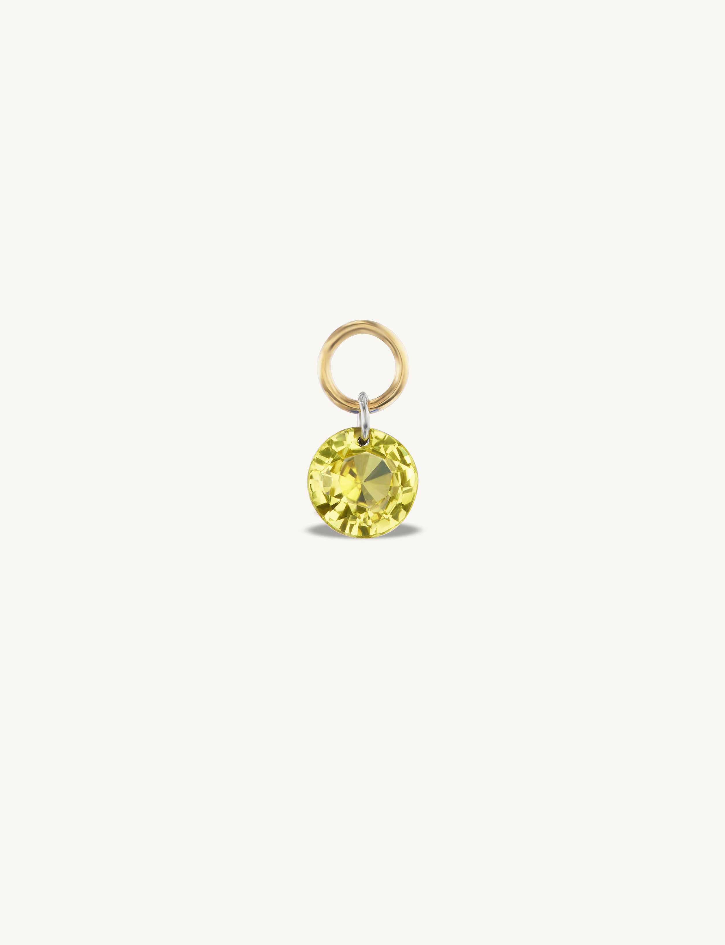 Small Round Pierced Light Yellow Sapphire Charm for Huggies