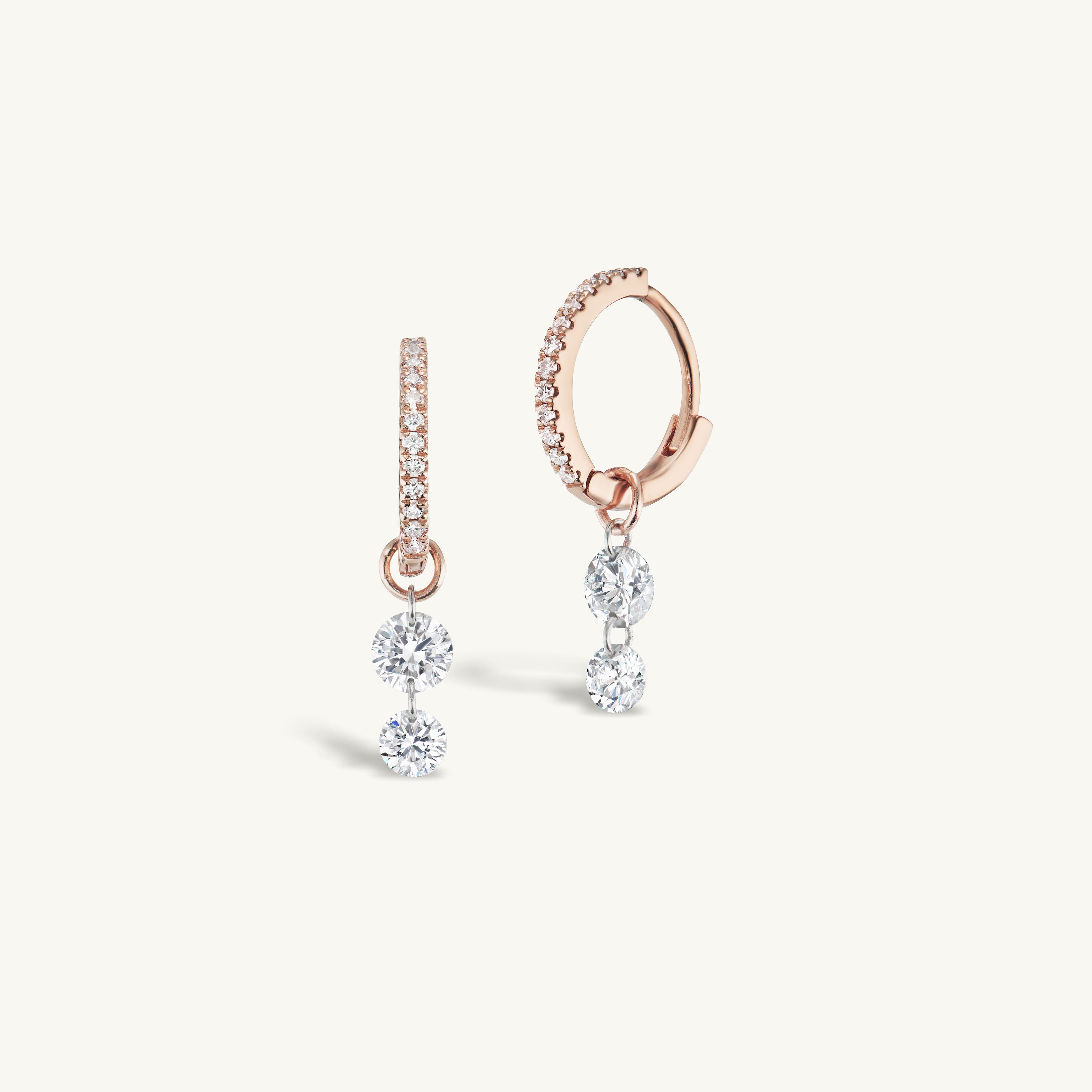 Double Pierced Diamond Pave Huggies