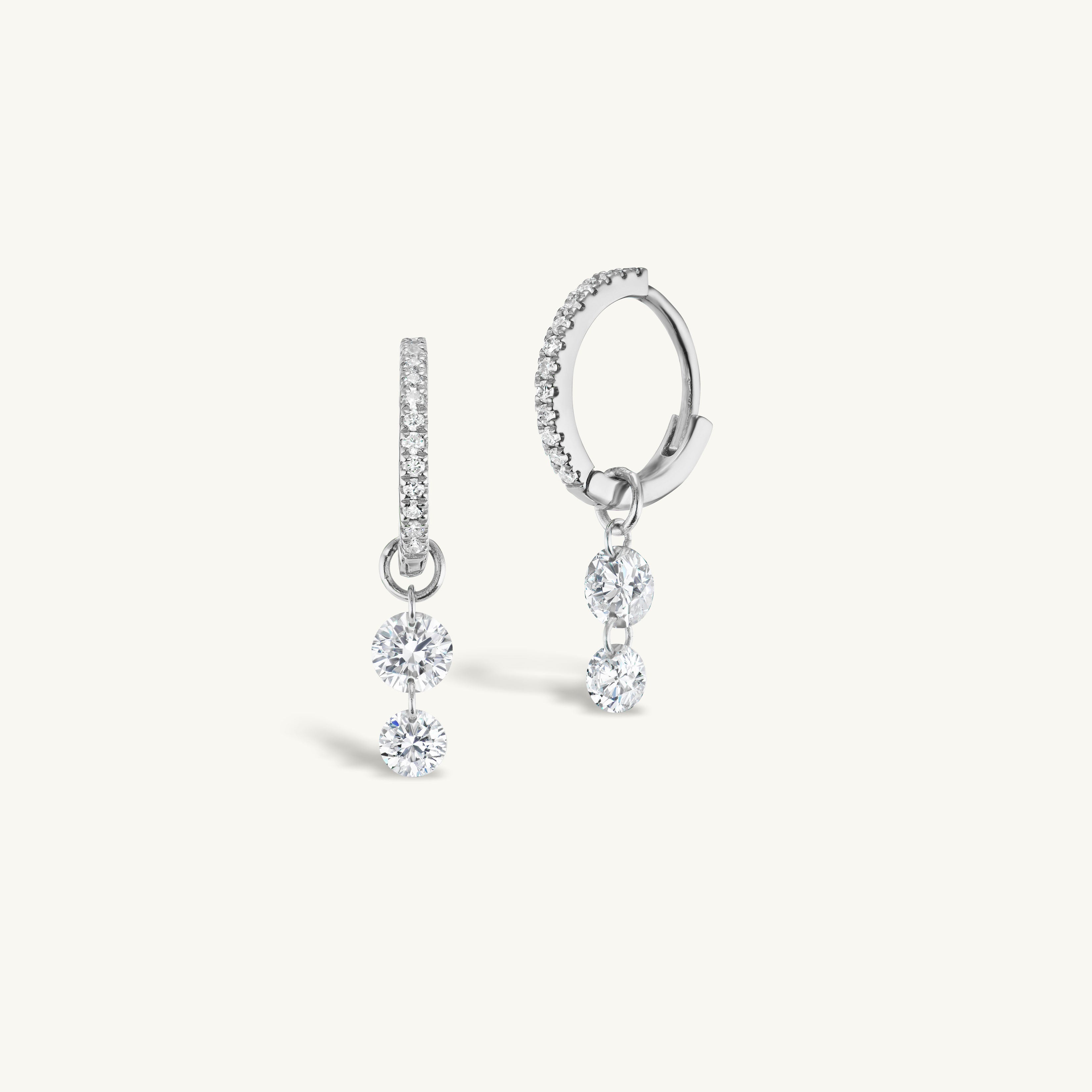 Double Pierced Diamond Pave Huggies