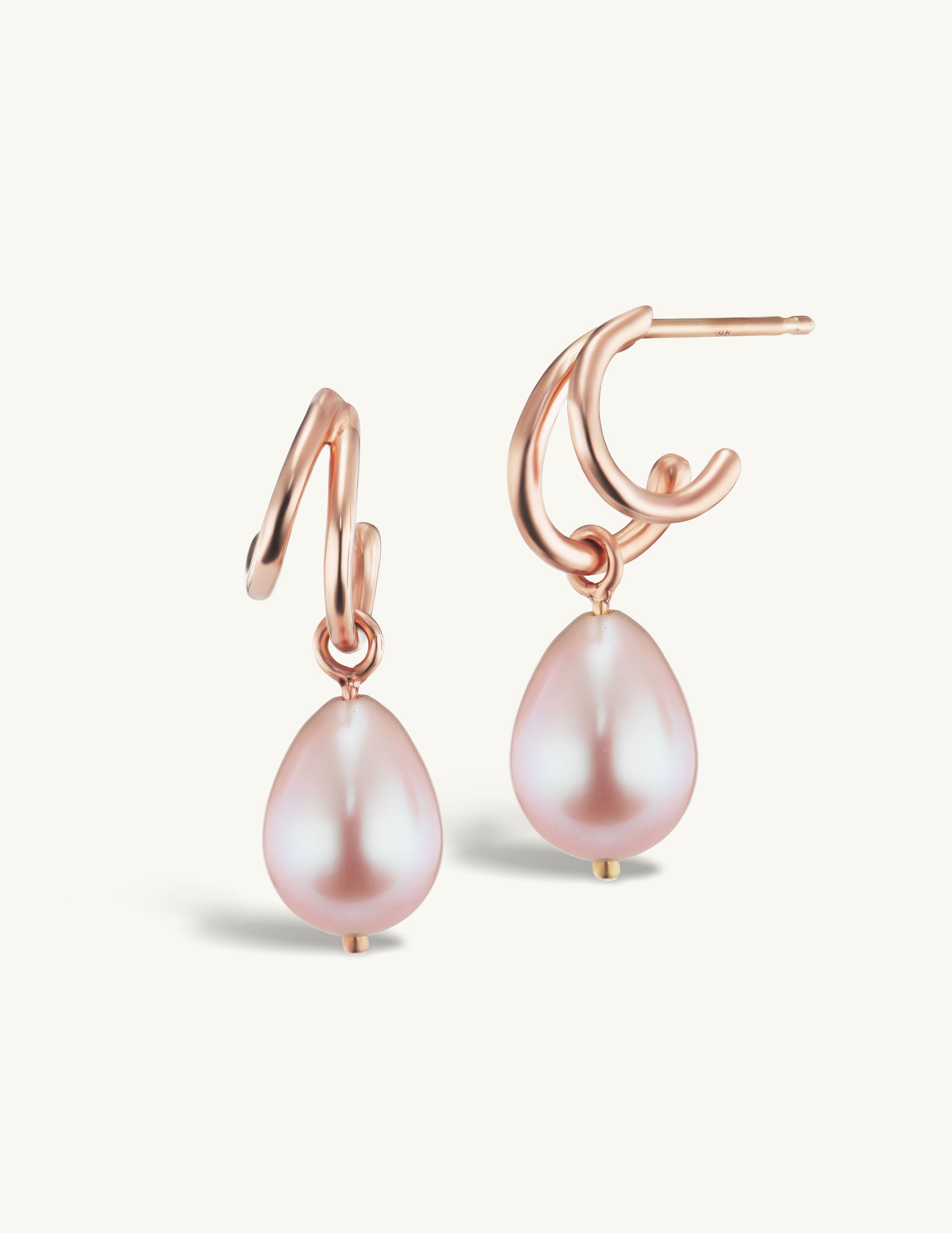 SRJ x KJH Webbed Hoop with Hanging Pearl