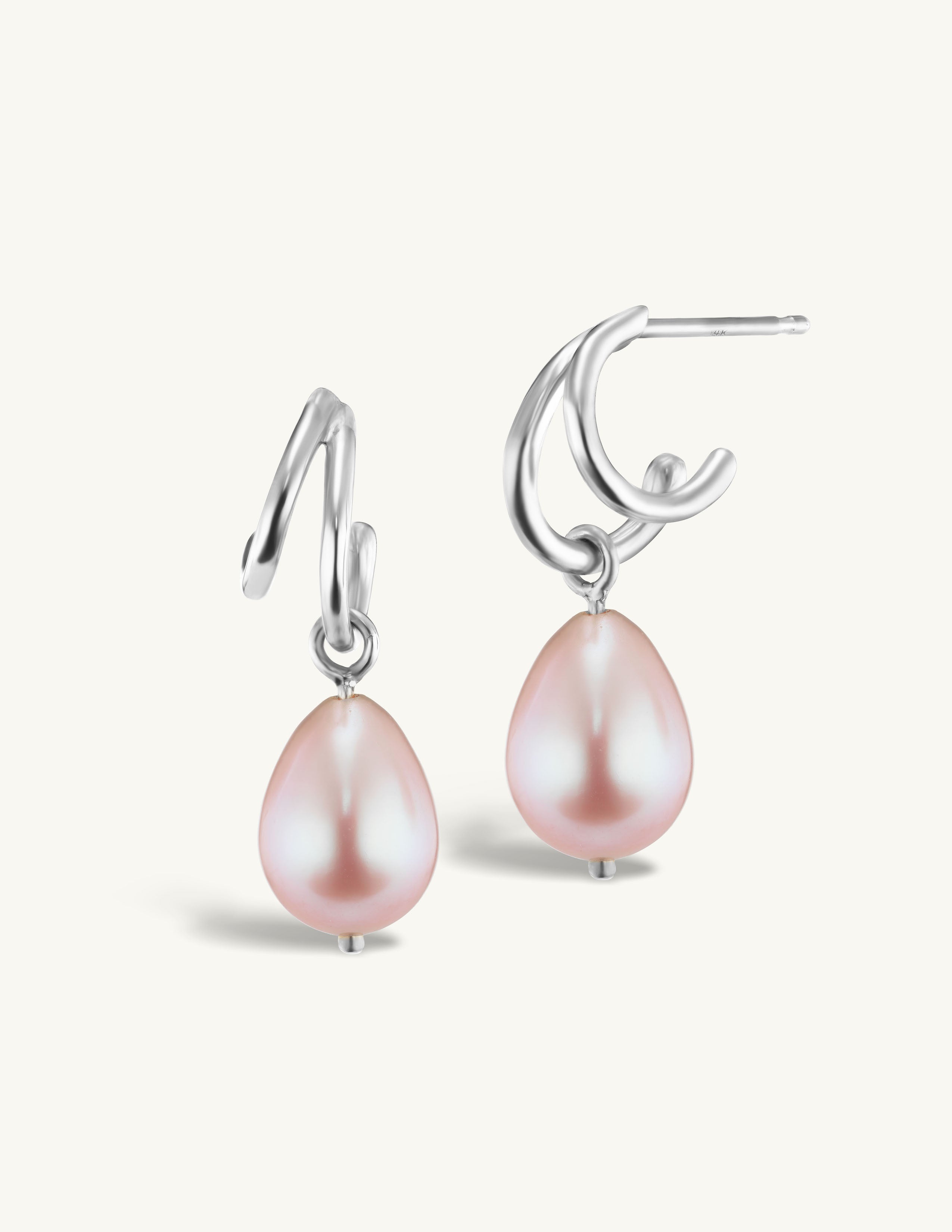 SRJ x KJH Webbed Hoop with Hanging Pearl