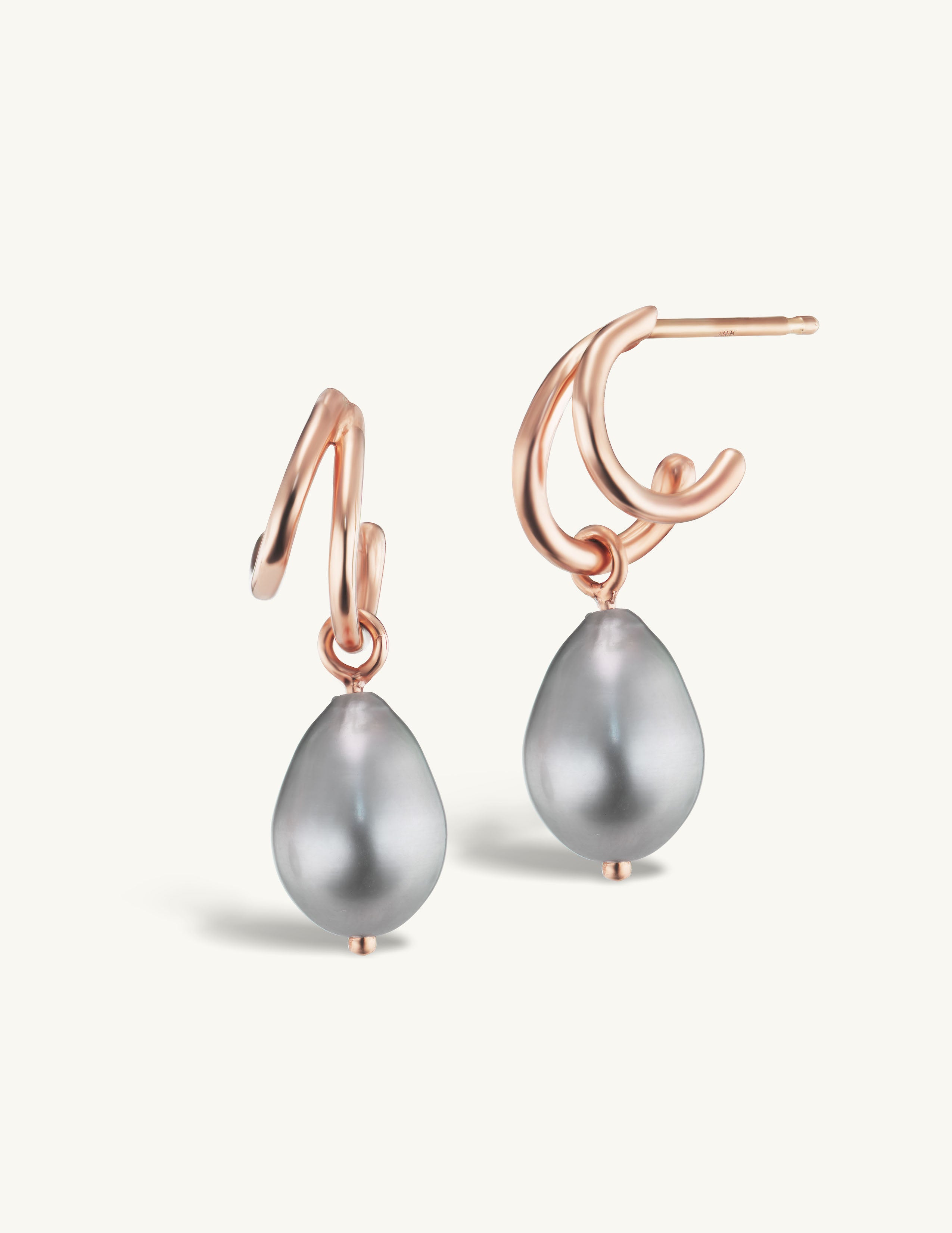 SRJ x KJH Webbed Hoop with Hanging Pearl