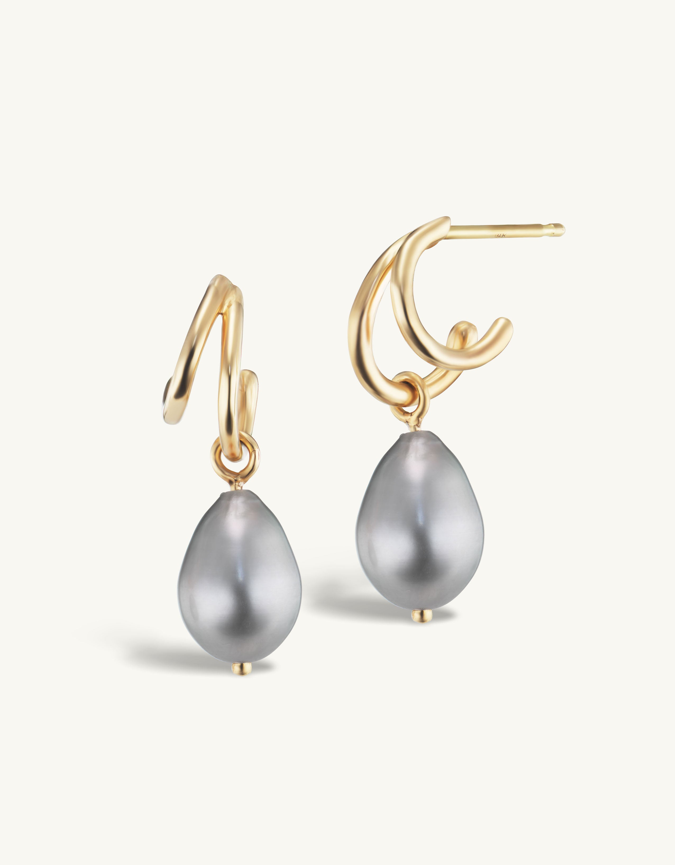 SRJ x KJH Webbed Hoop with Hanging Pearl