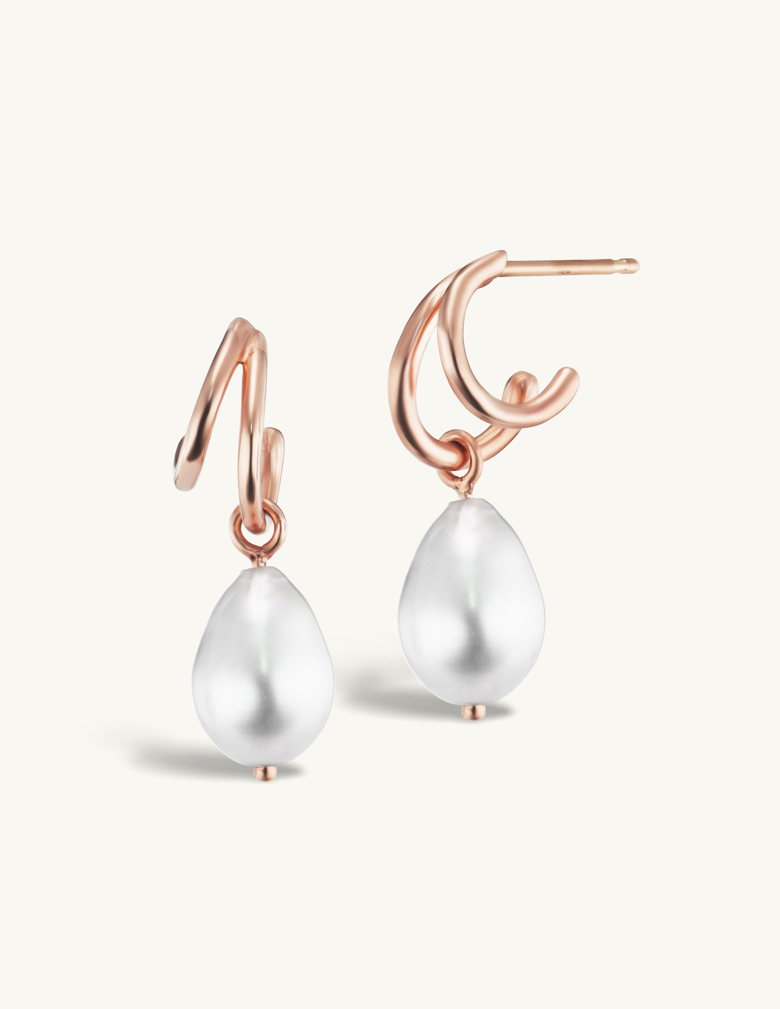 SRJ x KJH Webbed Hoop with Hanging Pearl