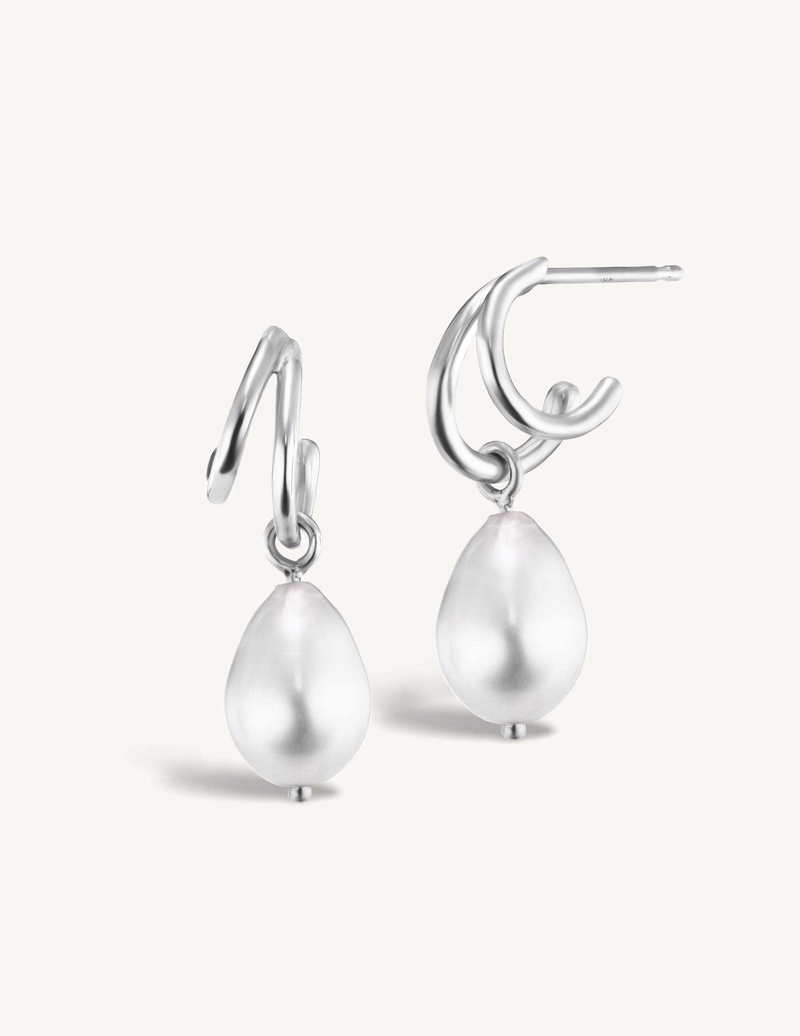 SRJ x KJH Webbed Hoop with Hanging Pearl
