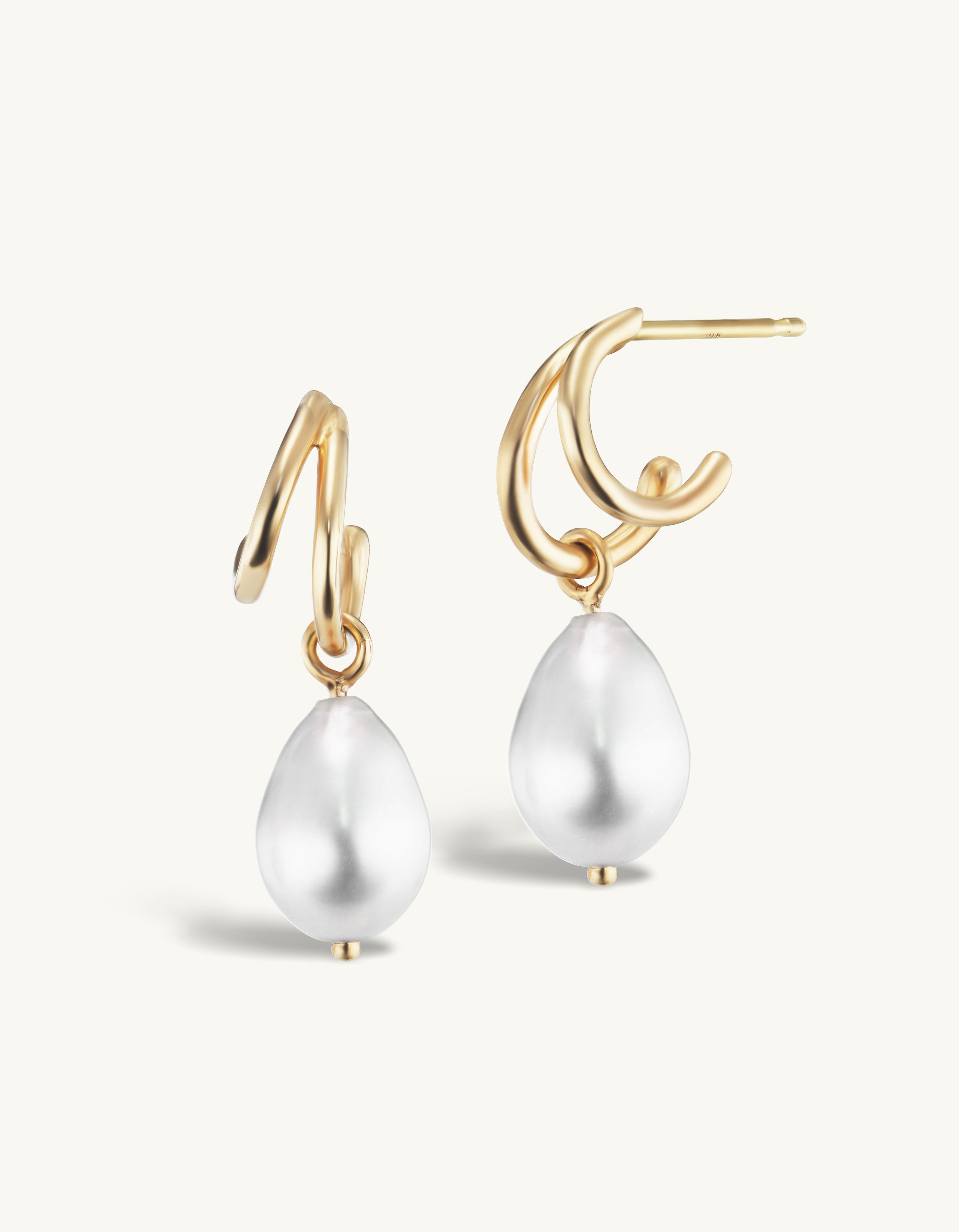 SRJ x KJH Webbed Hoop with Hanging Pearl