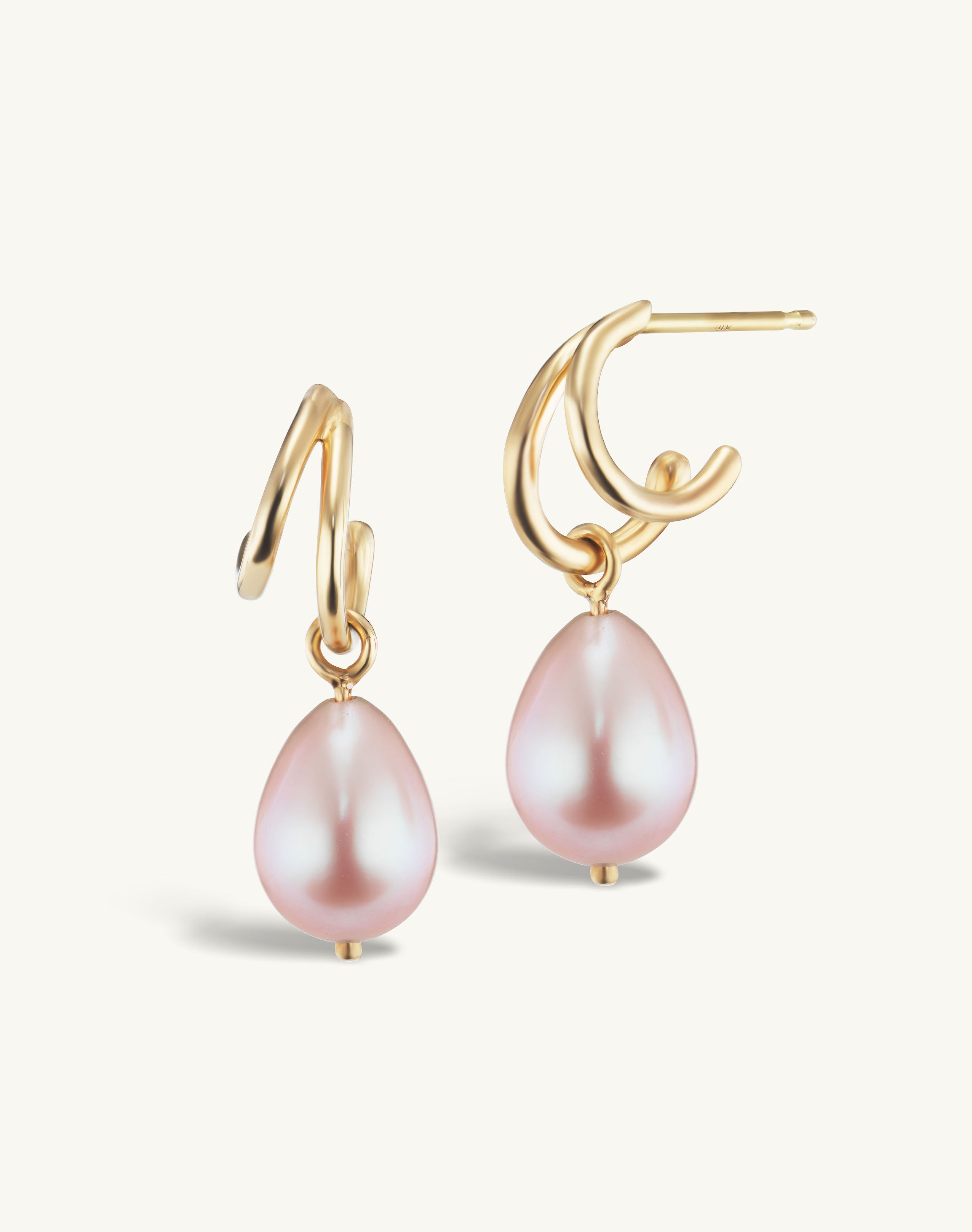 SRJ x KJH Webbed Hoop with Hanging Pearl